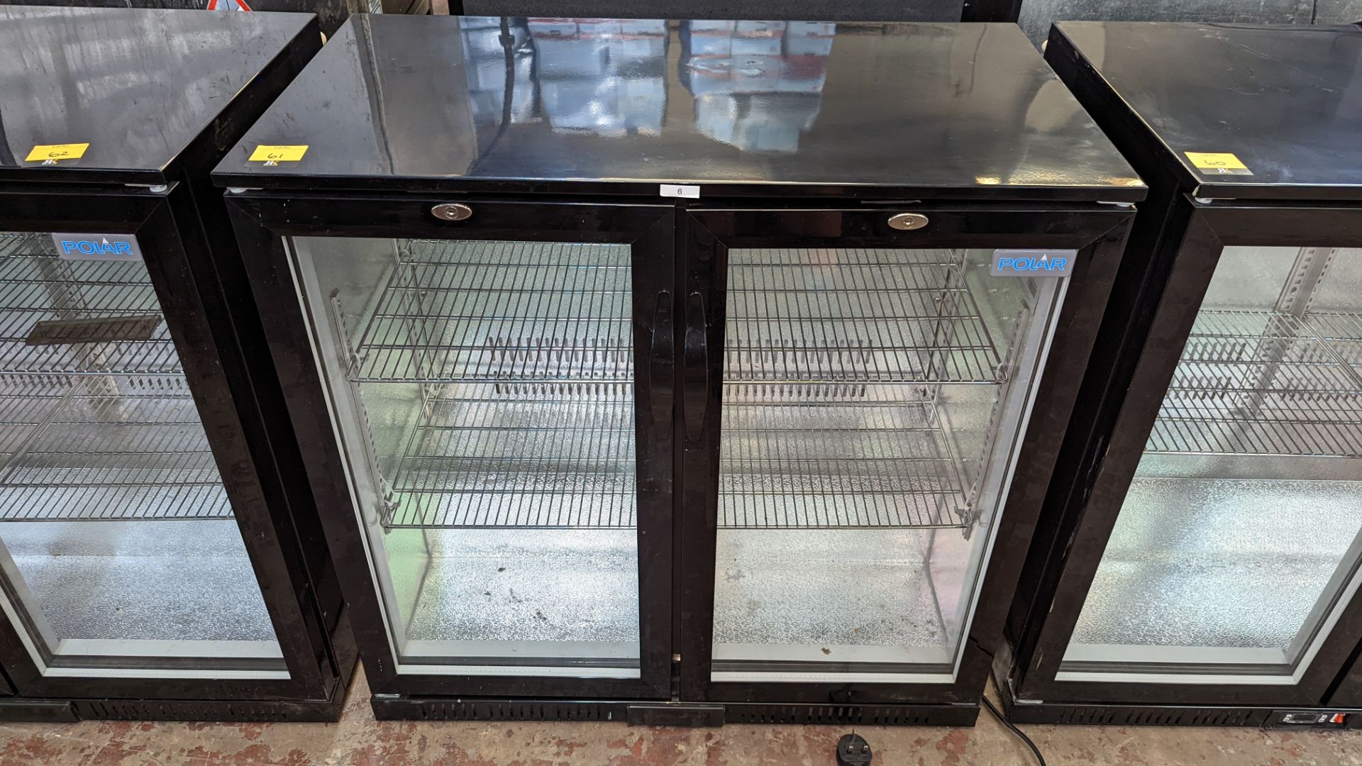 Black twin clear door undercounter backbar/bottle fridge