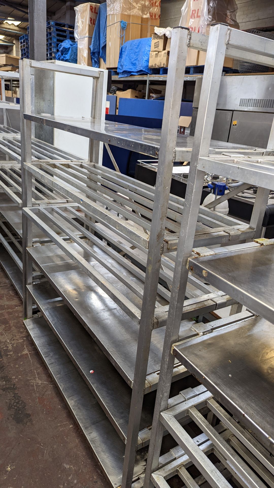 3 freestanding bays of cold store shelving, each being approx. 148cm wide, two bays each having 6 sh - Image 4 of 7