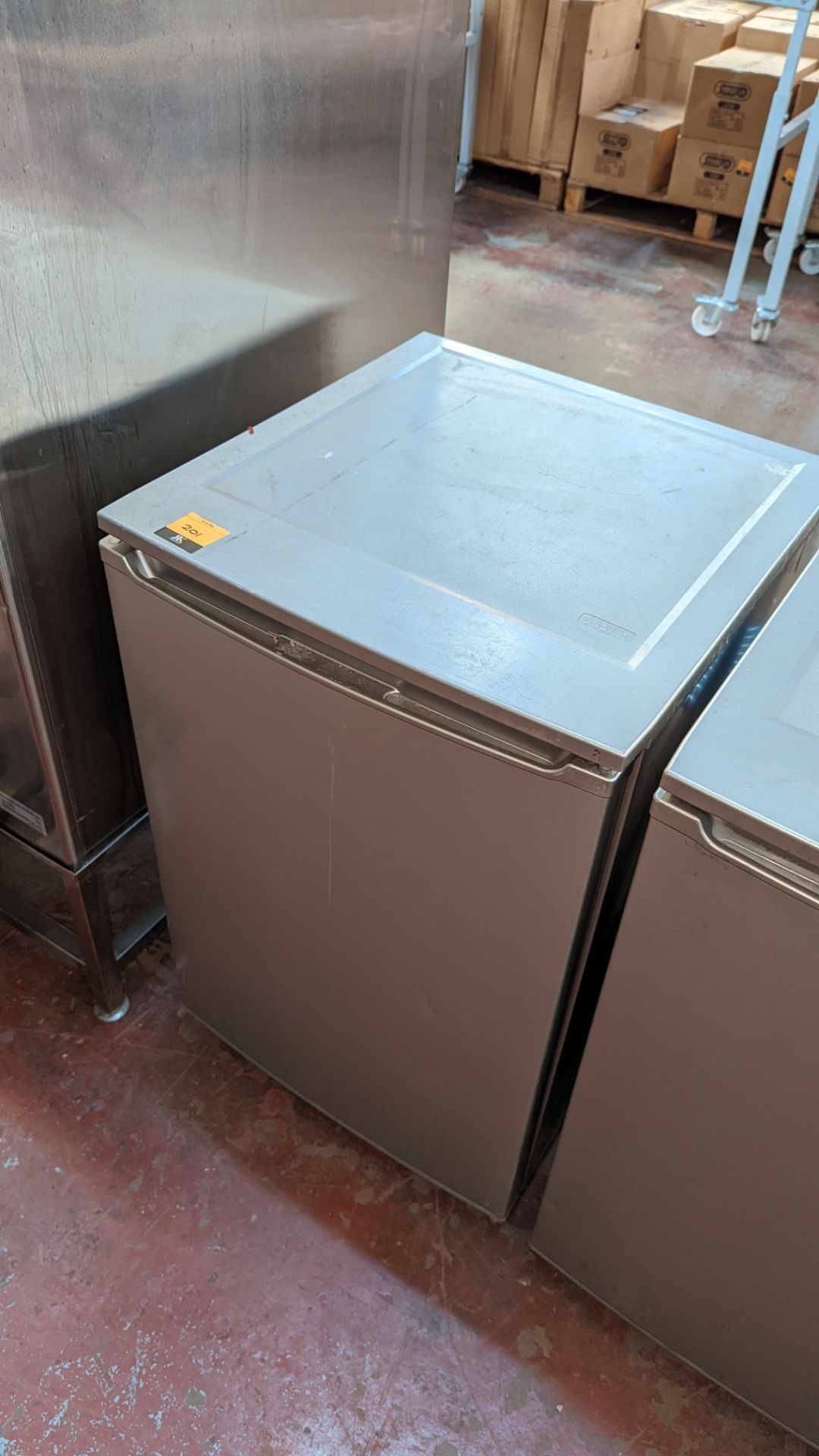 Silver undercounter fridge