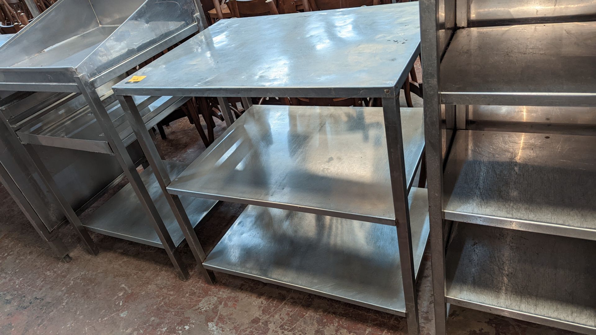 Stainless steel triple-tier shelving unit - Image 2 of 3