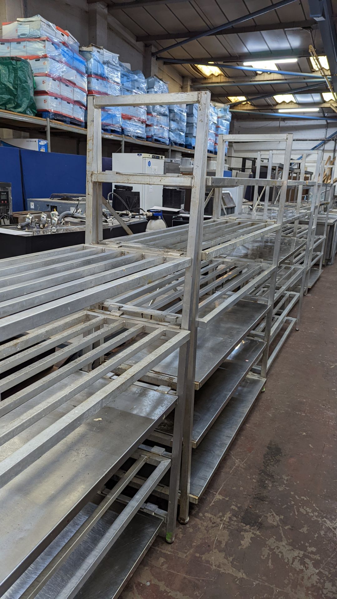 3 freestanding bays of cold store shelving, each being approx. 148cm wide, two bays each having 6 sh - Image 6 of 7