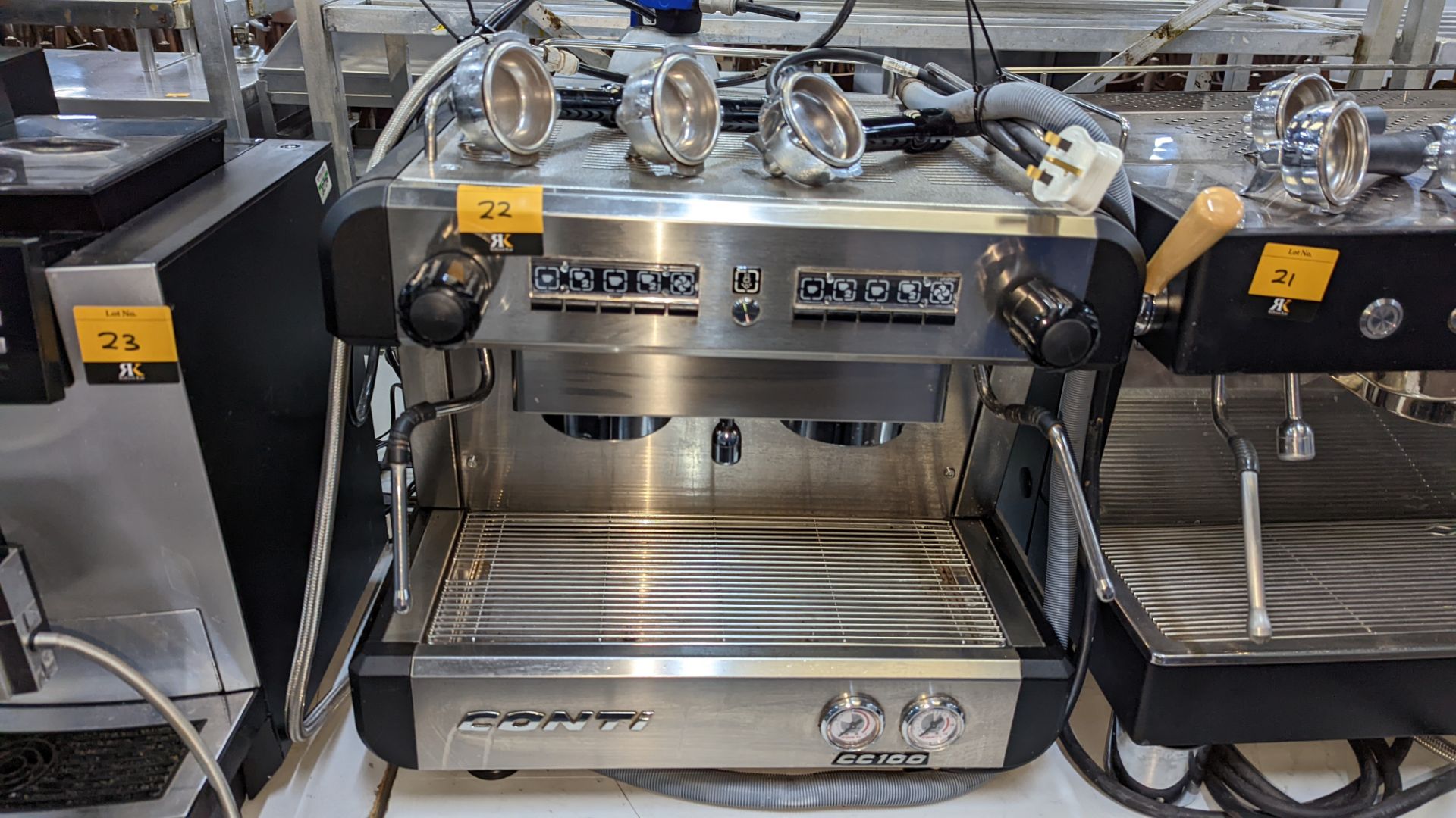 Conti model CC100 2 Group commercial coffee machine including water filter plus other ancillaries as