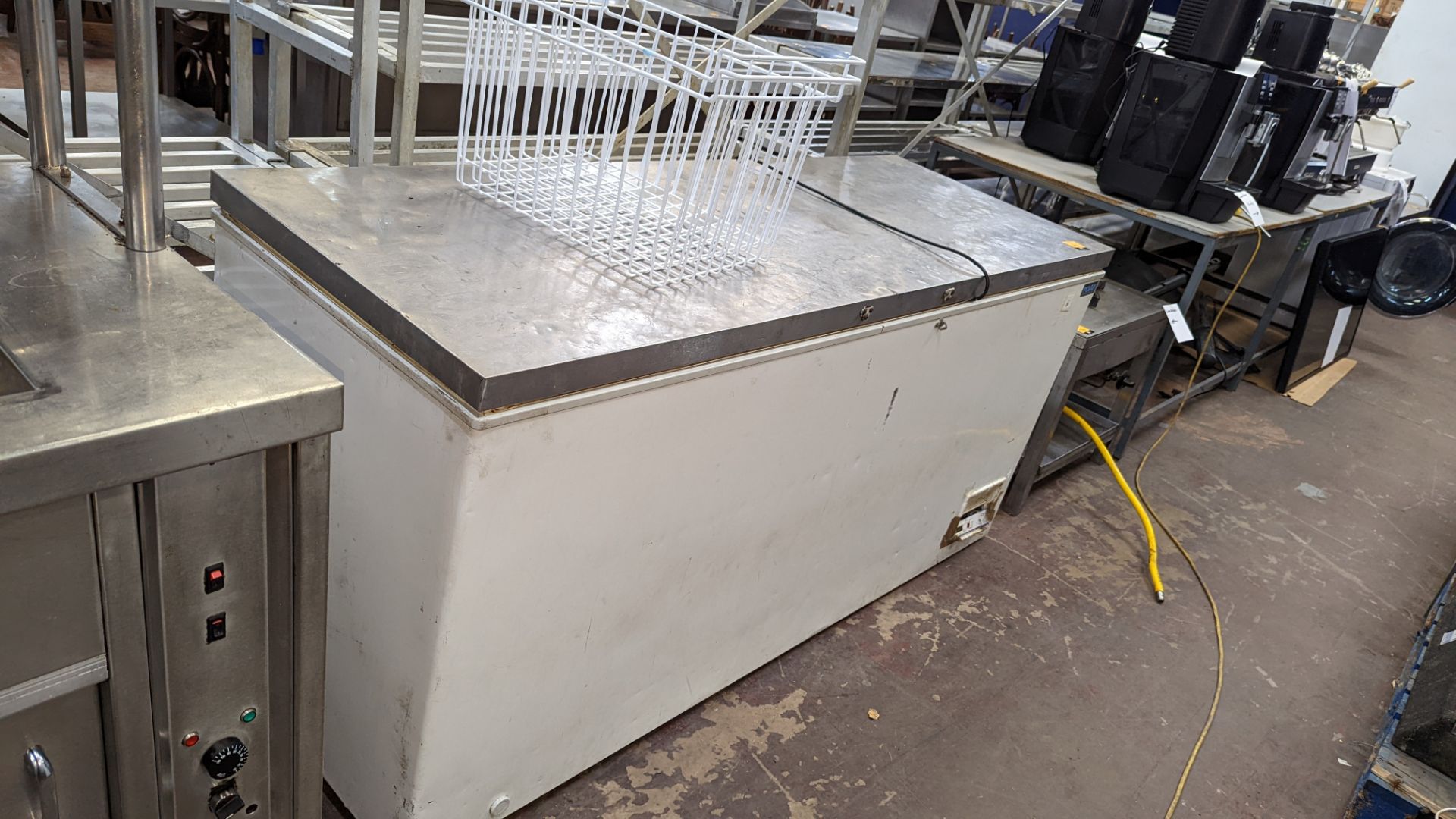 Polar Refrigeration large chest freezer with stainless steel lid, circa 180cm wide - Image 3 of 6