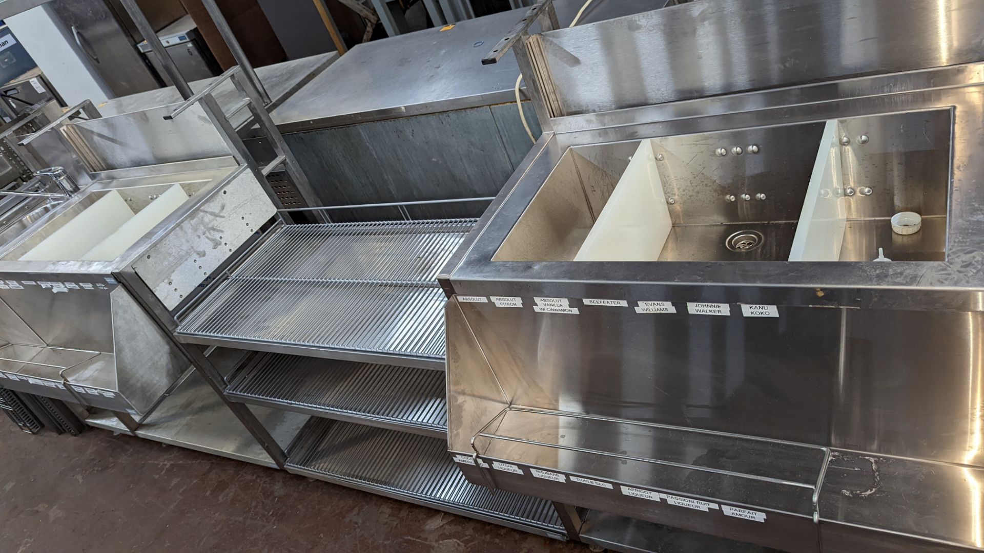 Large quantity of stainless steel modular bar fittings comprising multi-bowl sink unit, shelving uni - Image 5 of 10