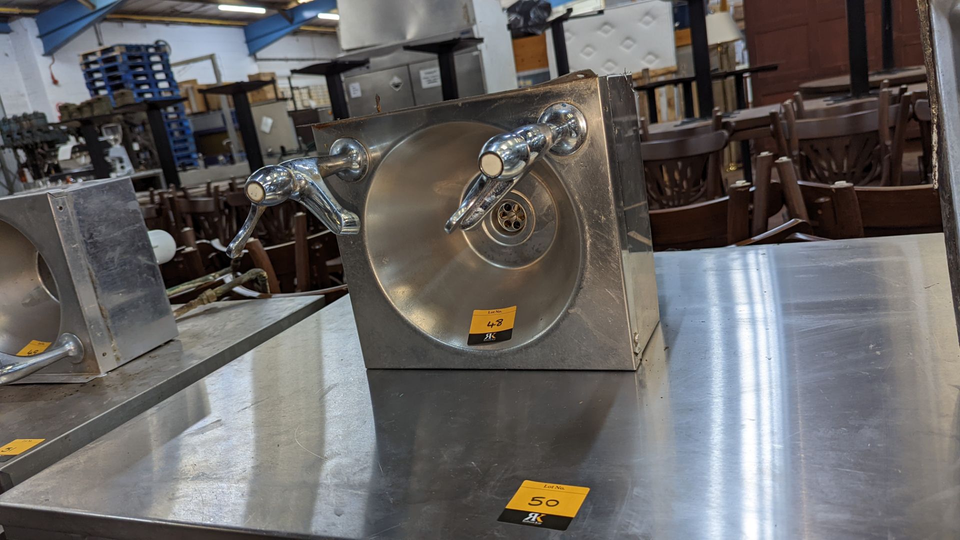 Stainless steel handwashing basin with taps - Image 2 of 3