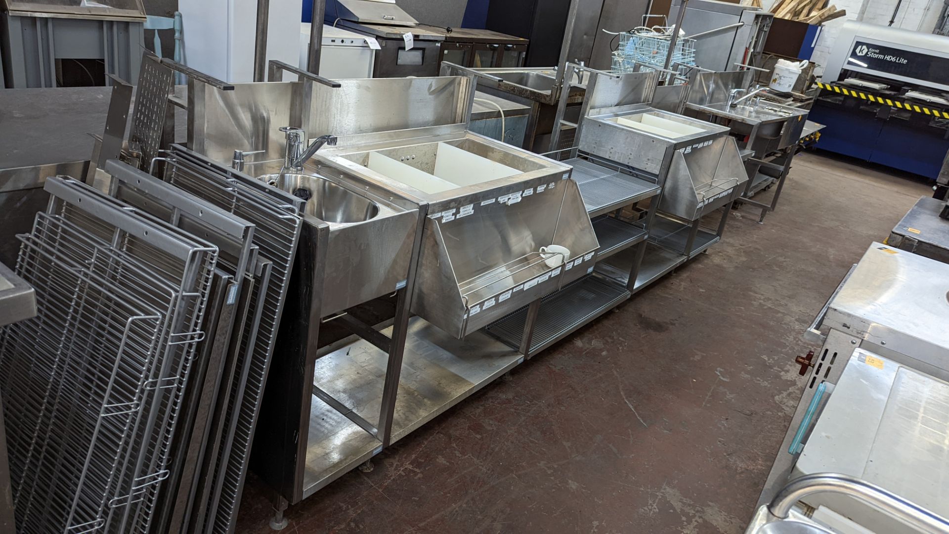 Large quantity of stainless steel modular bar fittings comprising multi-bowl sink unit, shelving uni - Image 10 of 10