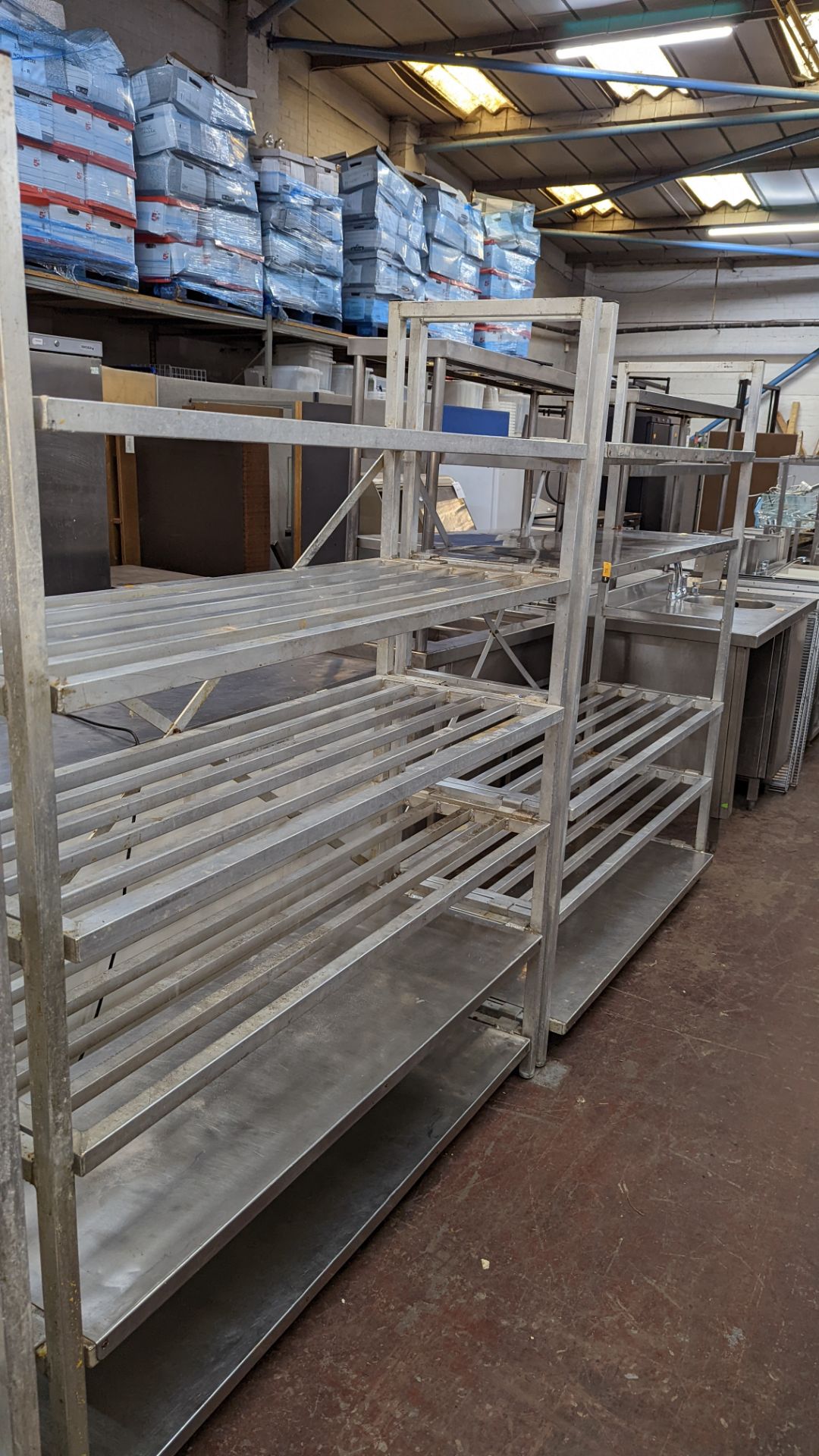 2 freestanding bays of cold store shelving, each being approx. 148cm wide, one with 5 shelves & one - Image 5 of 5