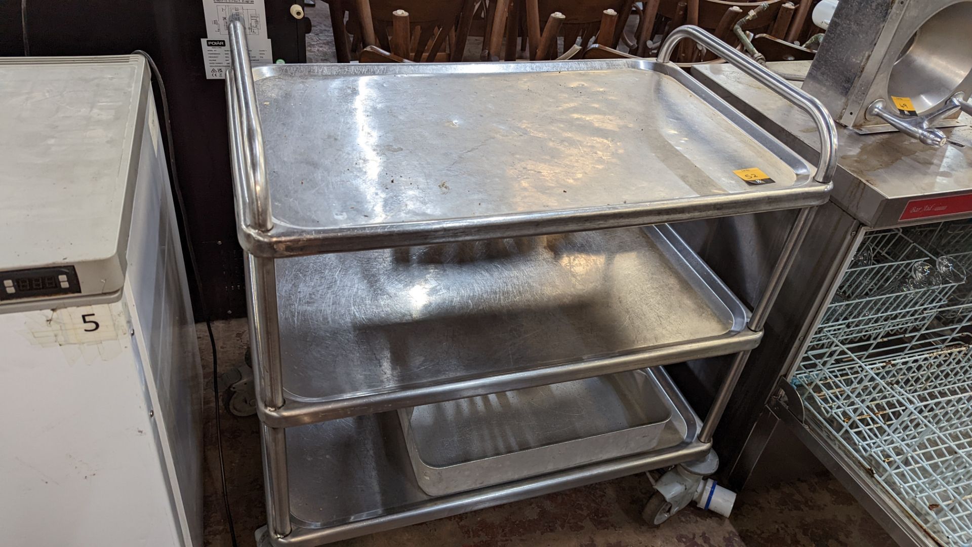 Stainless steel triple-tier trolley - Image 3 of 4