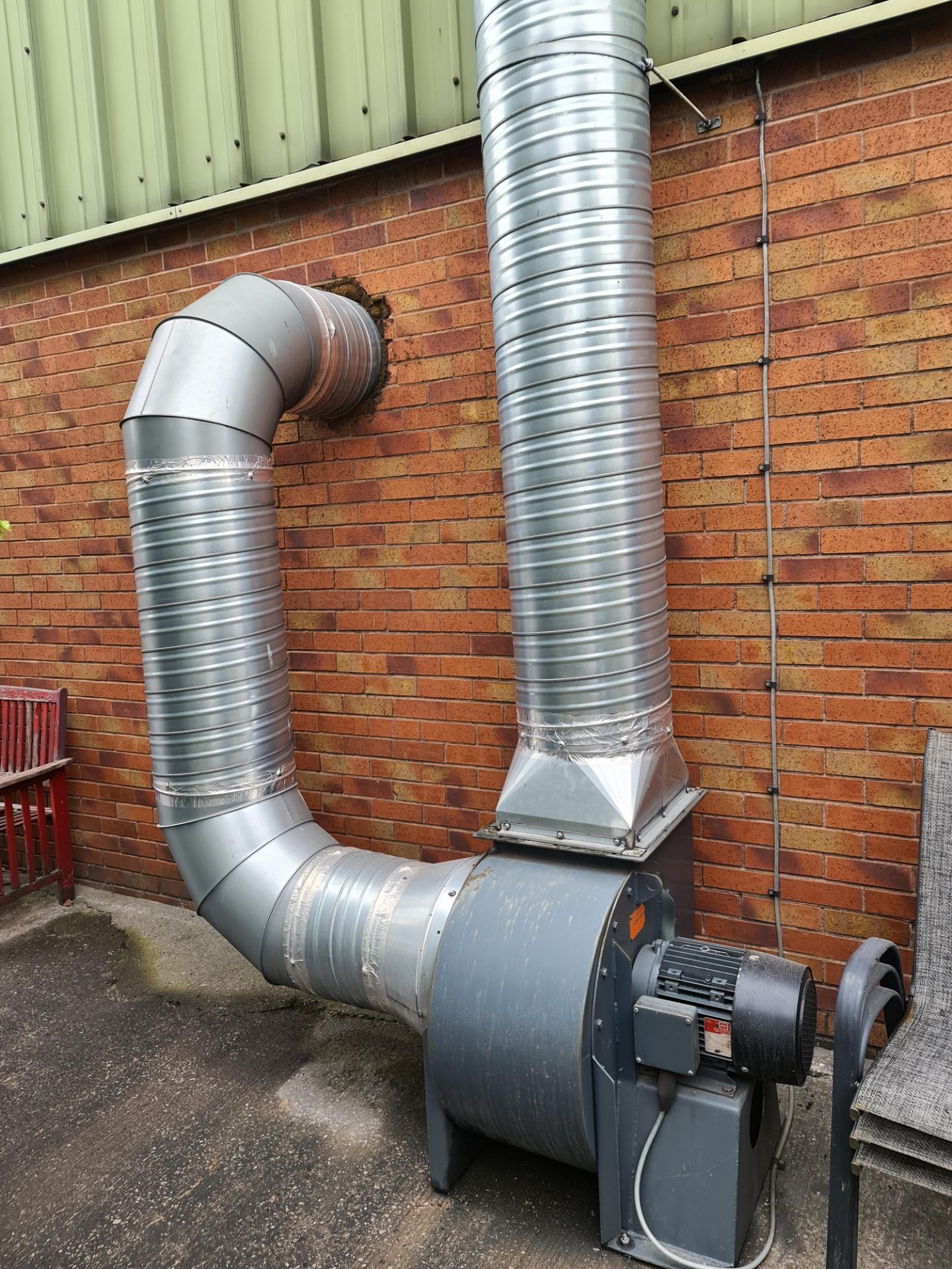 Extraction system comprising externally mounted motor & ducting, internally mounted ducting, 2 off w