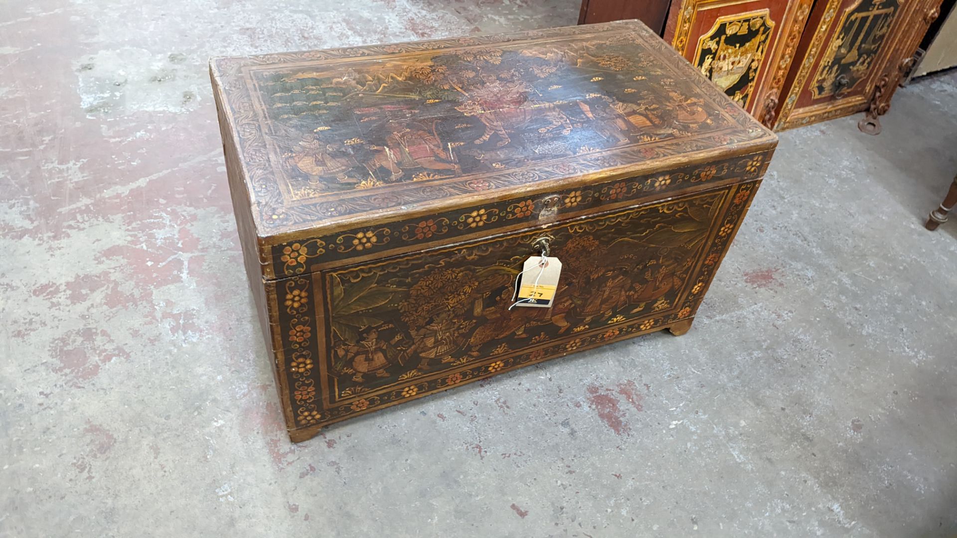 Mughal Indo Persian style large chest with extensive paintwork as pictured