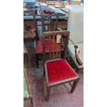 2 off Chippendale style chairs with red upholstered seat bases