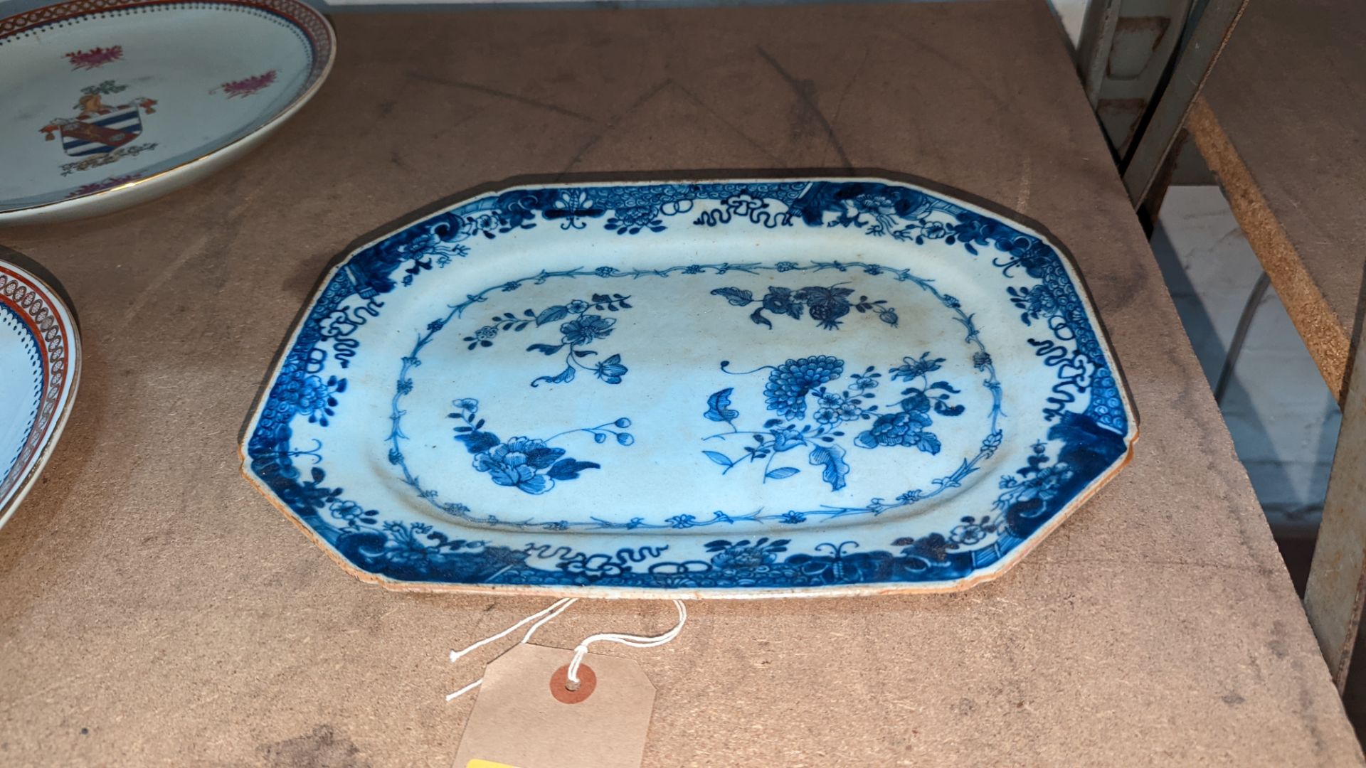 Blue white canted 19th century platter
