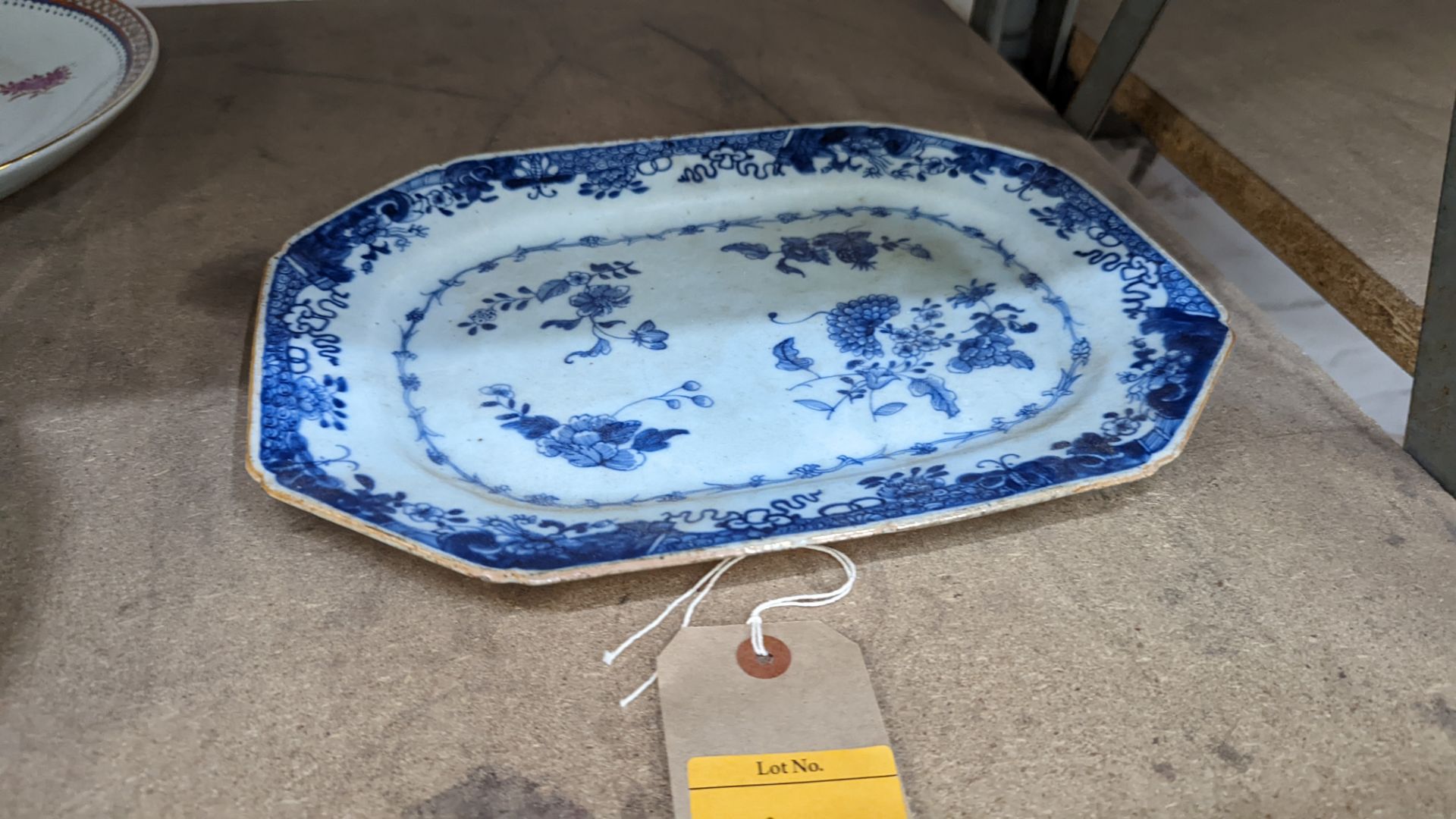 Blue white canted 19th century platter - Image 2 of 9