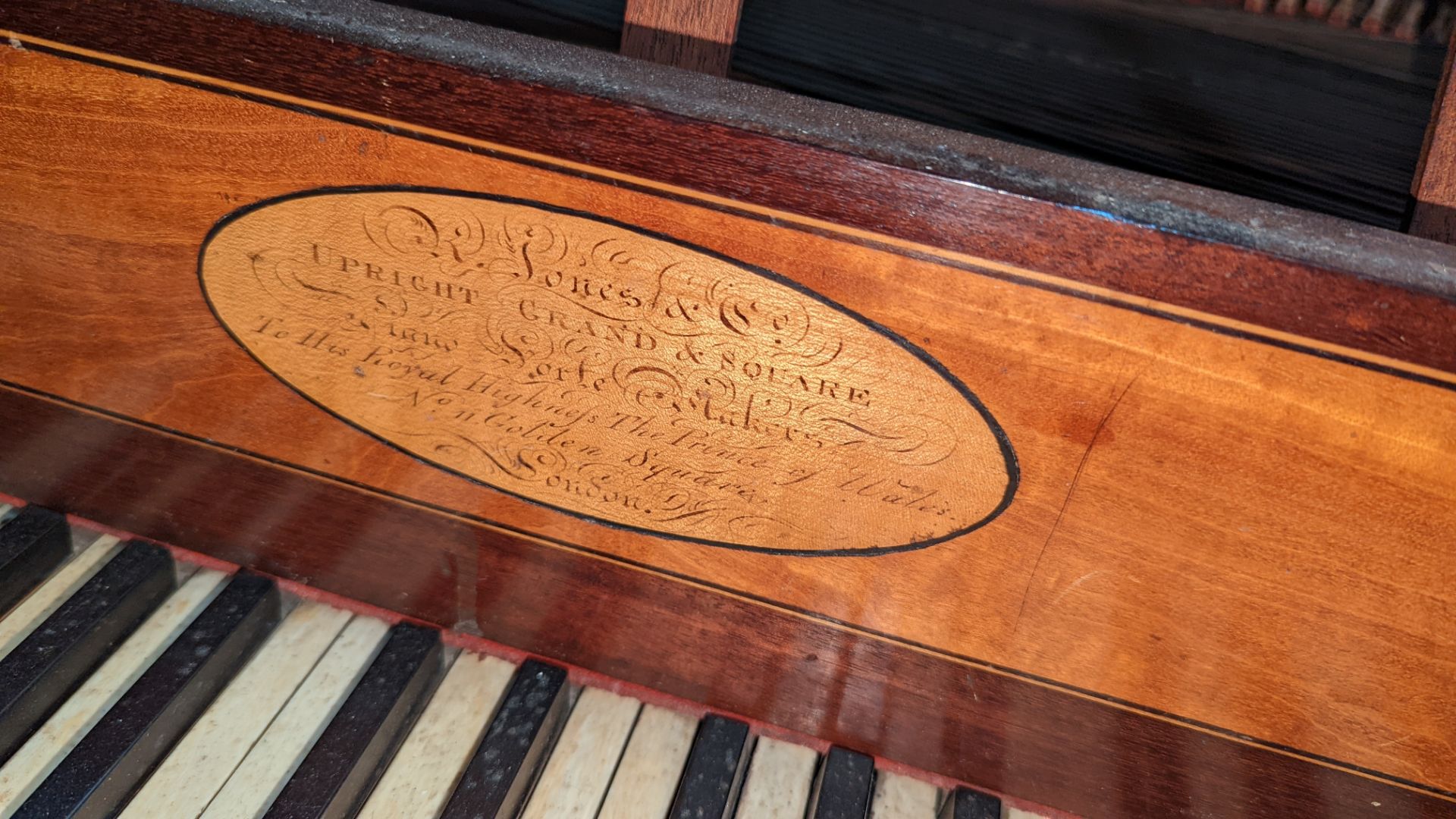 Piano. Label reads: R Jones & Co, upright grand & square, piano forte makers, to his Royal Highness - Image 5 of 10