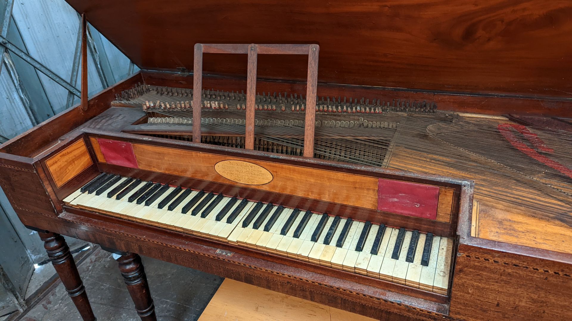 Piano. Label reads: R Jones & Co, upright grand & square, piano forte makers, to his Royal Highness - Image 4 of 10