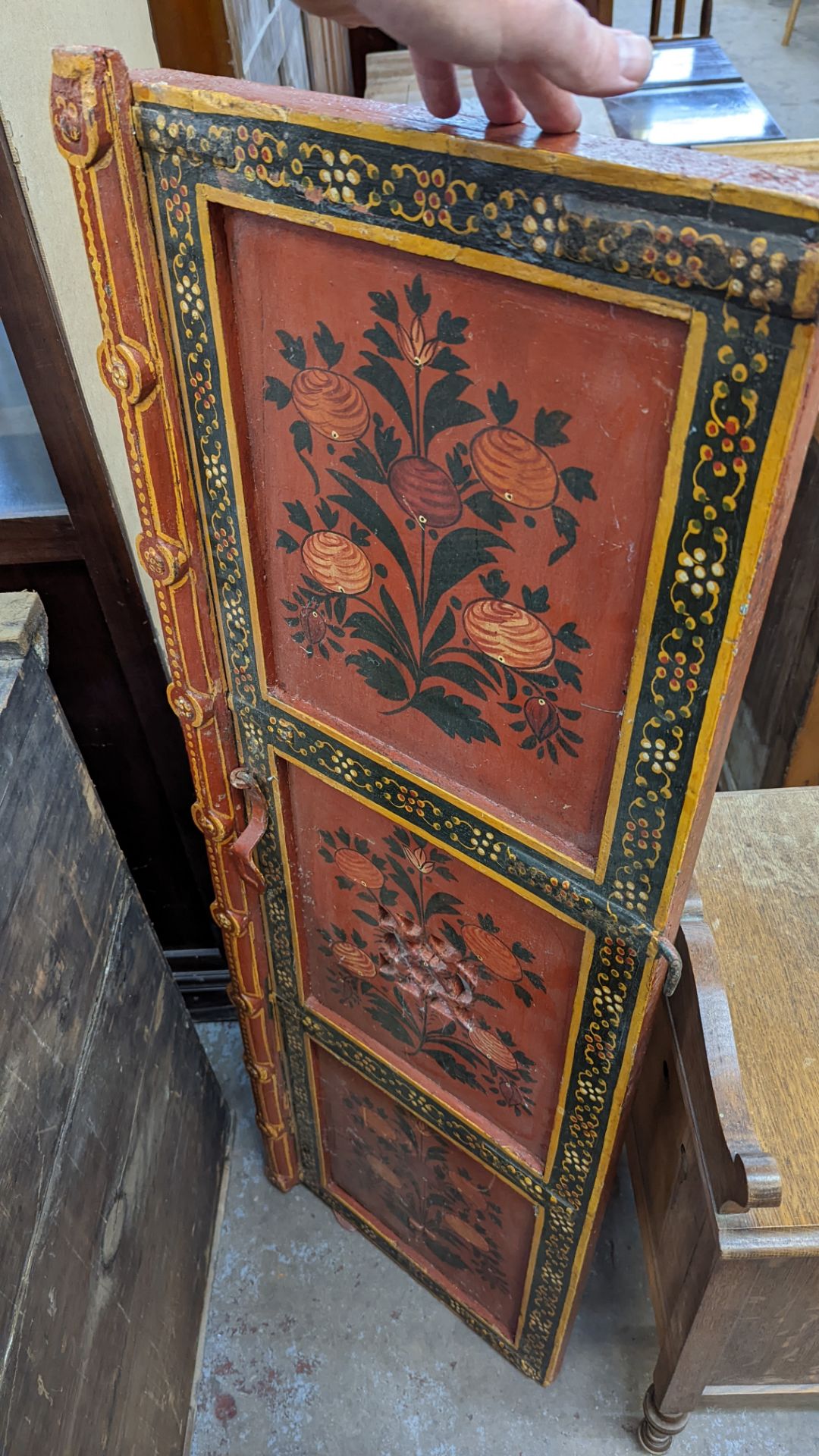 Pair of Mughal Indo Persian style cabinet doors with extensive paintwork as pictured - Image 12 of 12