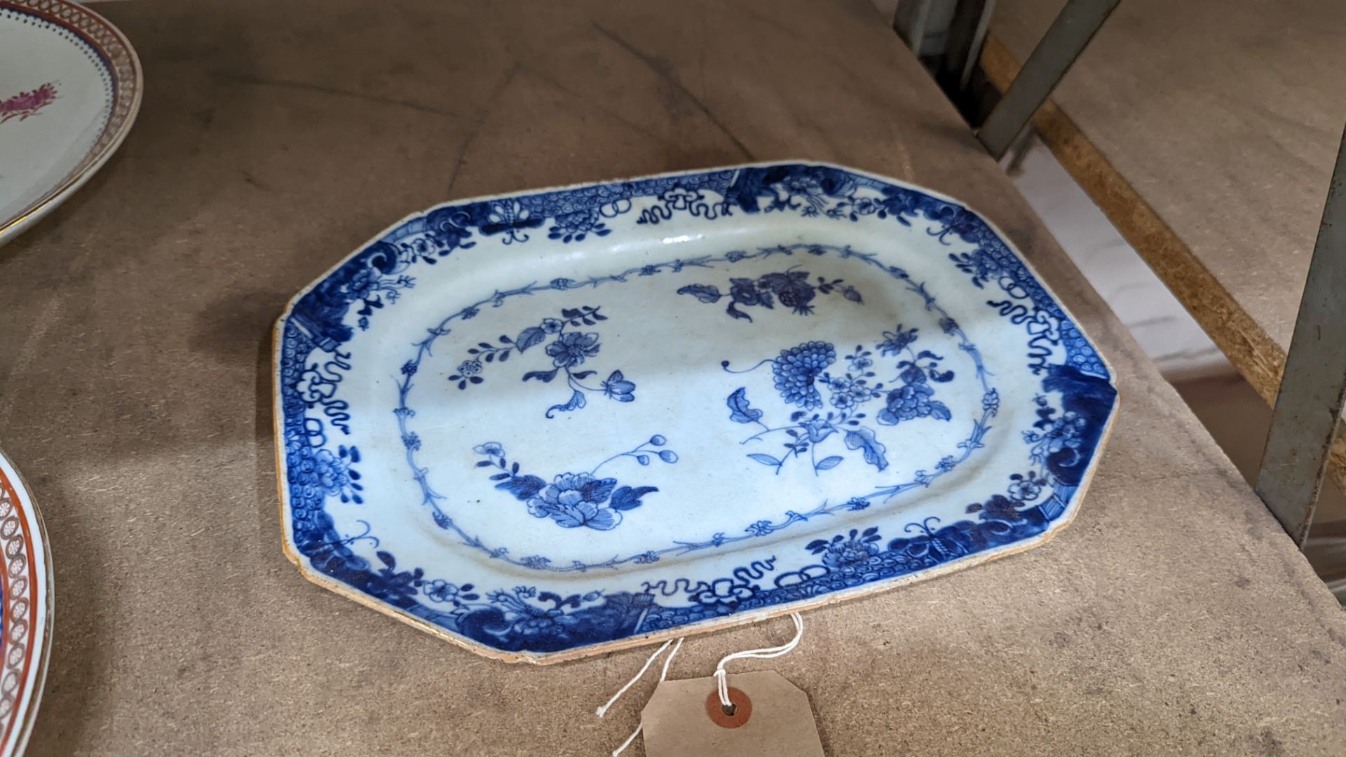 Blue white canted 19th century platter - Image 3 of 9