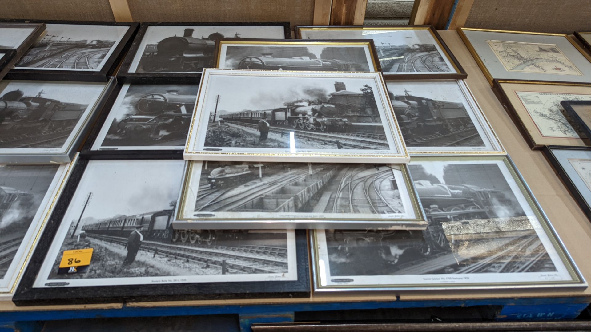 9 assorted framed railway photos