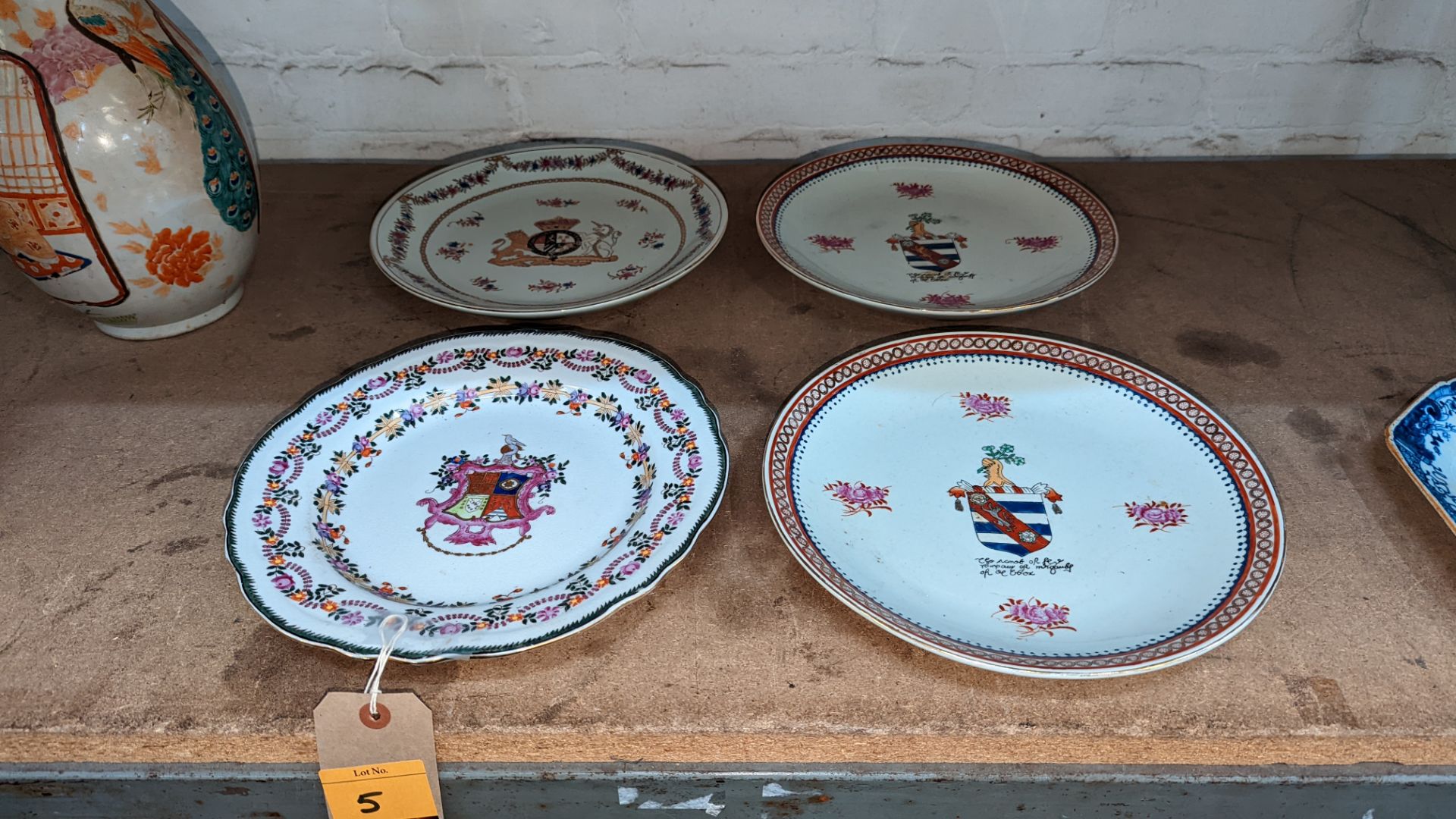 4 off modern Chinese plates, export style