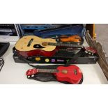 3 off assorted guitars/fiddles/violins