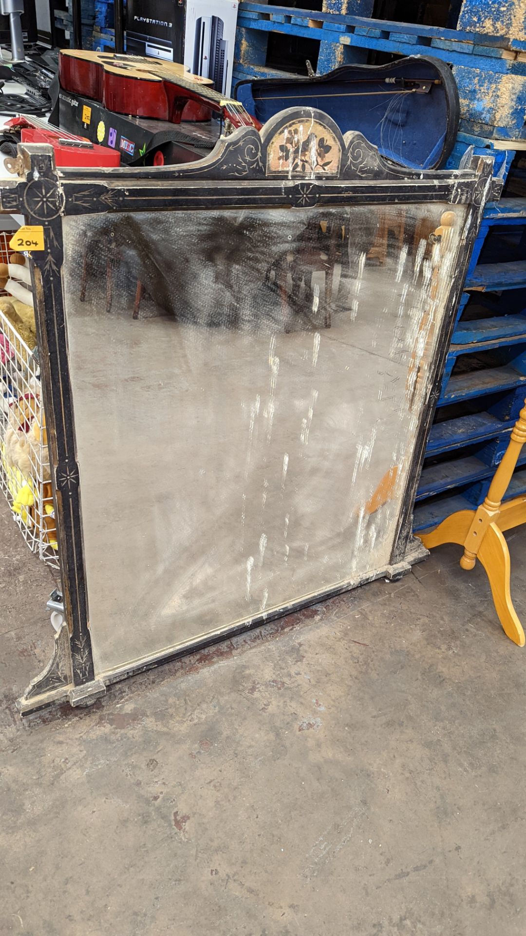 Large old mirror measuring approximately 96cm x 120cm maximum dimensions