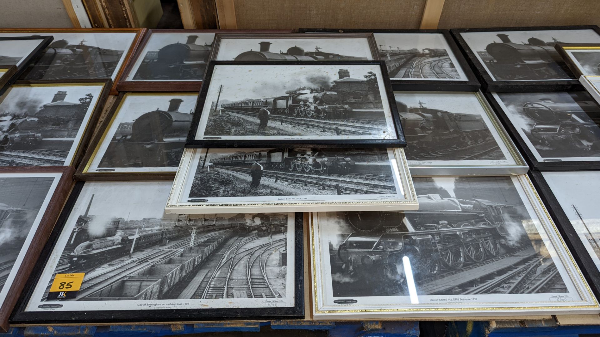 9 assorted framed railway photos