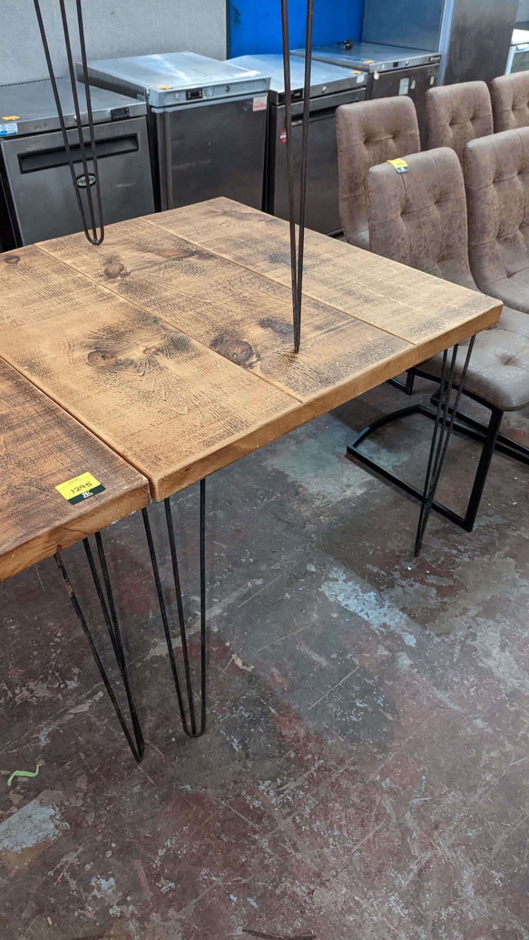 3 off matching metal & wooden square dining tables - Image 4 of 7