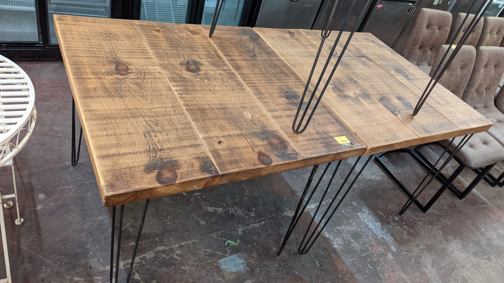 3 off matching metal & wooden square dining tables - Image 6 of 7