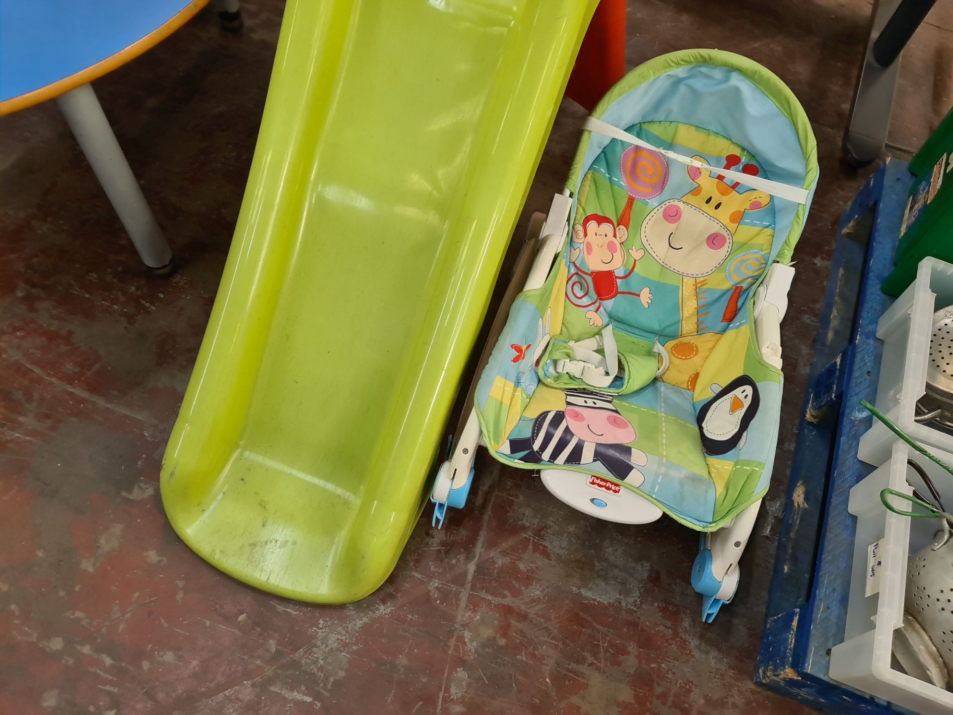 Contents of a pallet of children's toys & similar, plus slide & baby rocker located to the side as p - Image 10 of 11