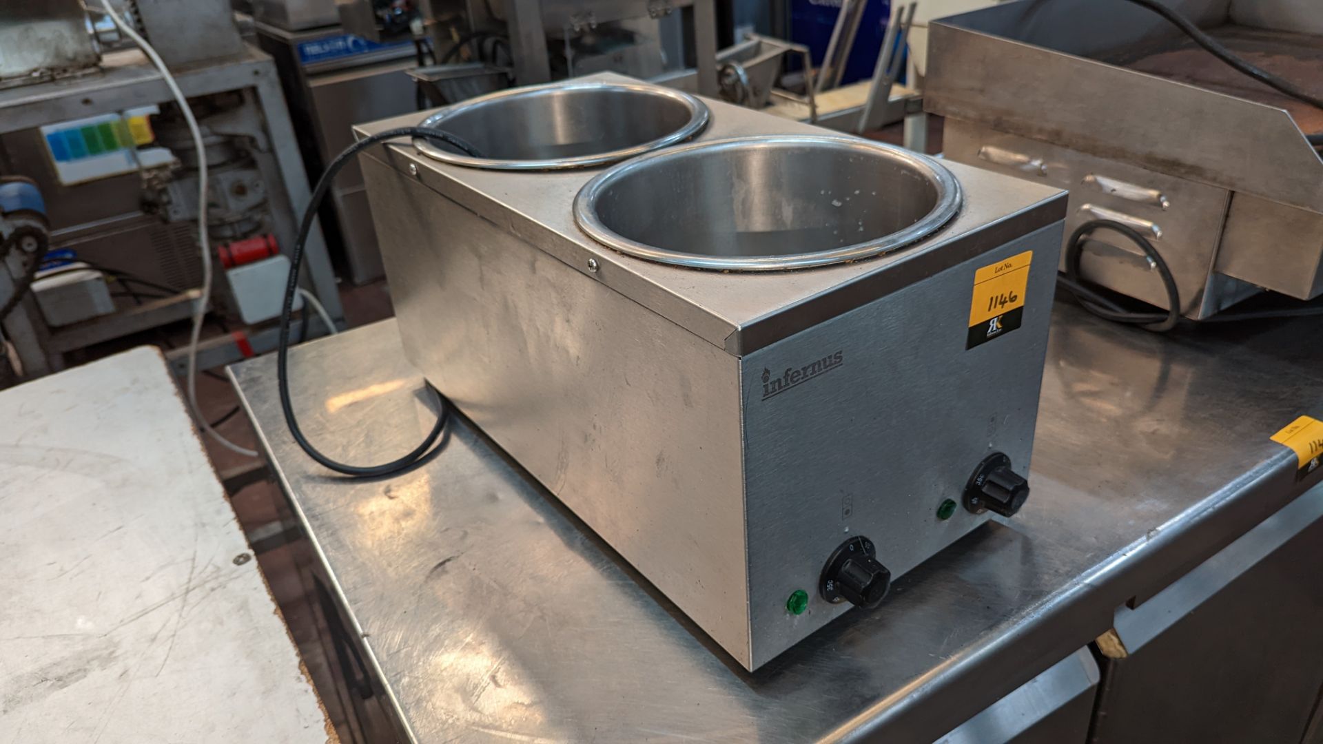 Infernus stainless steel 2-bin bain marie