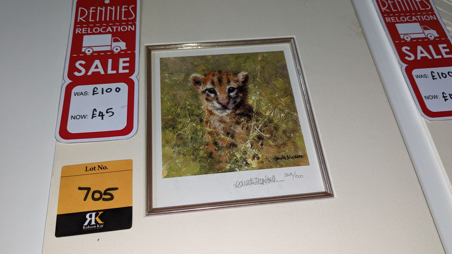 Pair of limited edition prints by David Shepherd OBE FRSA, "Snow Leopard Cub" & "Ocelot Cub", each p - Image 4 of 12