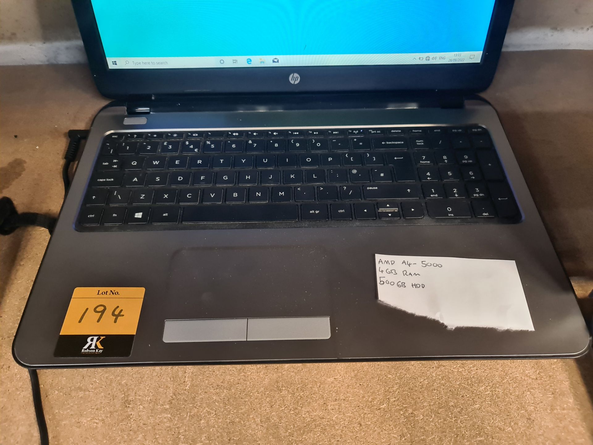 HP notebook computer with AMD A4-5000 processor, 4GB RAM, 500GB hard drive, etc. includes powerpack/ - Image 2 of 5