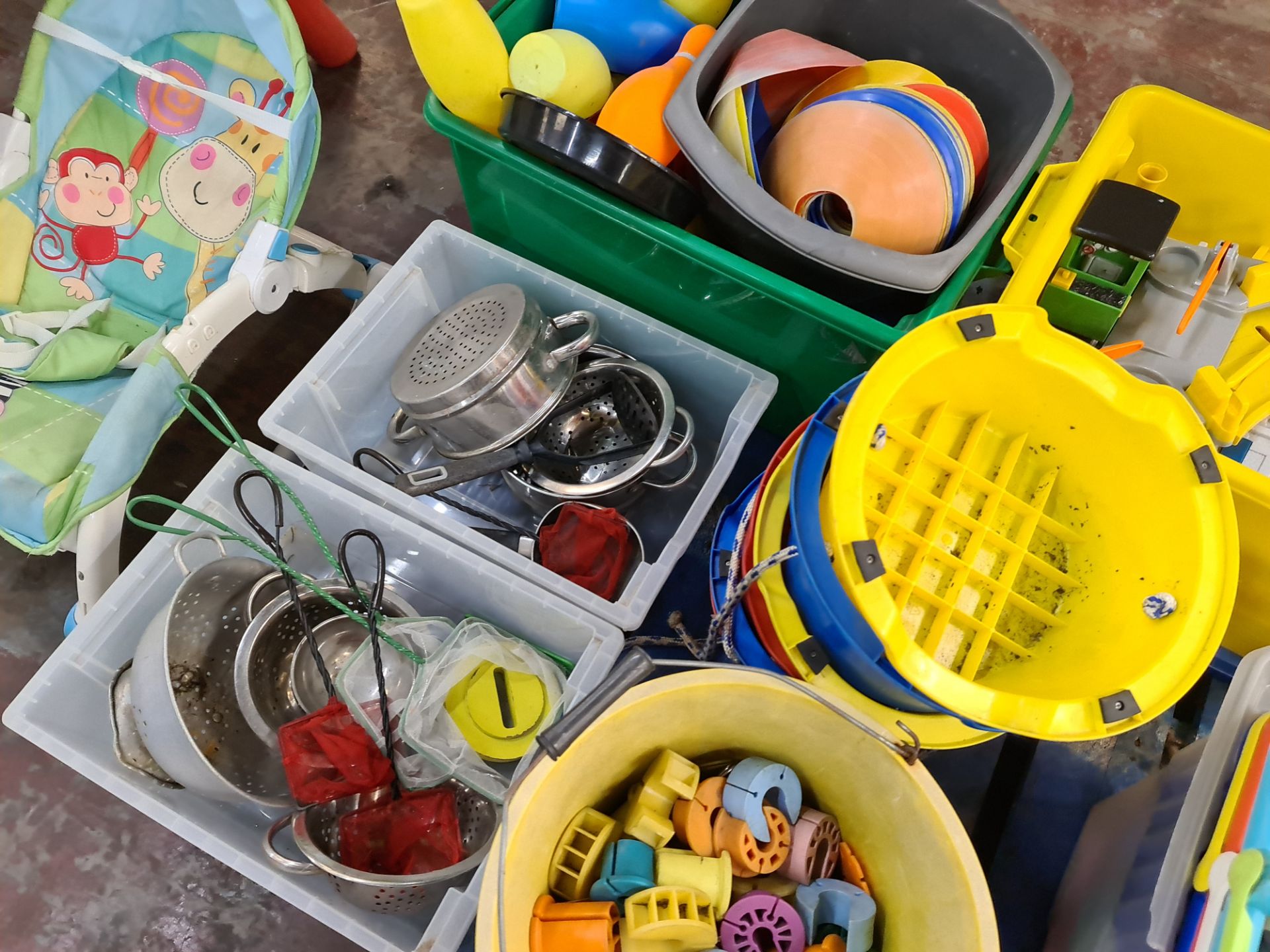 Contents of a pallet of children's toys & similar, plus slide & baby rocker located to the side as p - Image 4 of 11