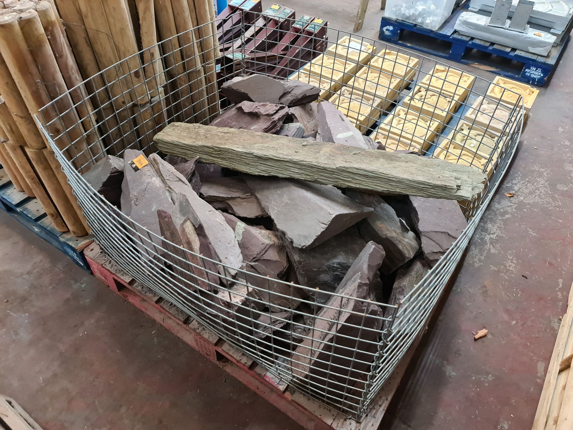 Large metal cage and contents of slate type material - Image 6 of 6