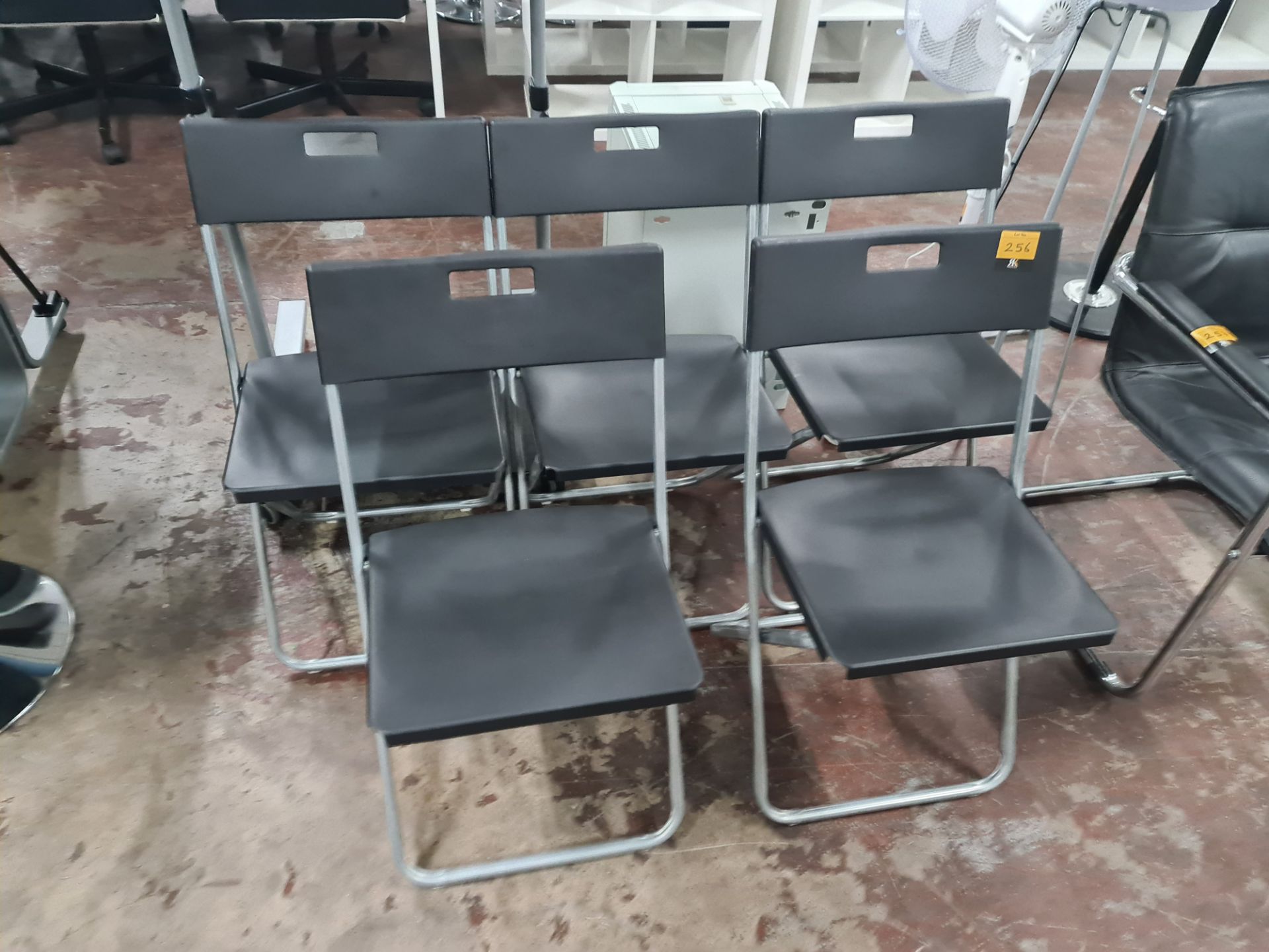 5 off matching black and grey folding chairs