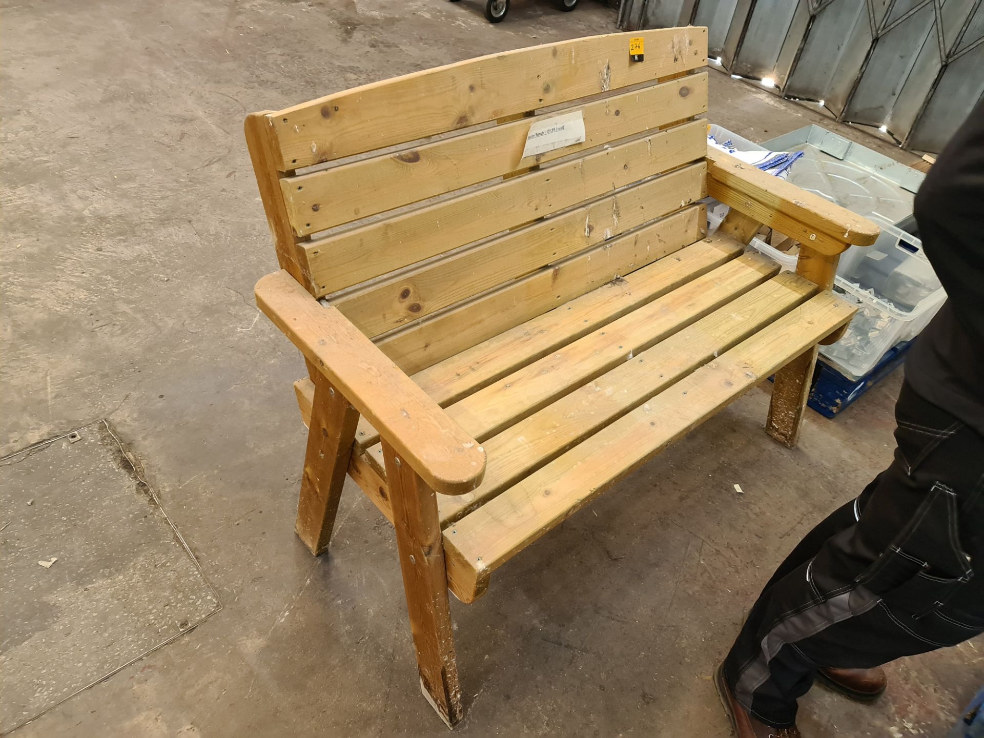 Wooden two seater bench