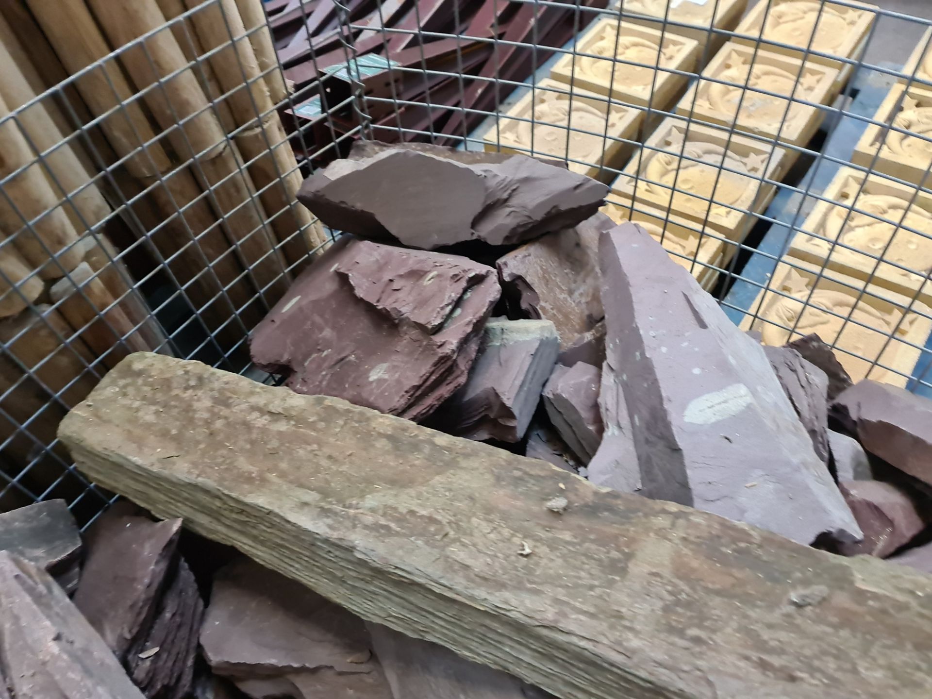 Large metal cage and contents of slate type material - Image 3 of 6
