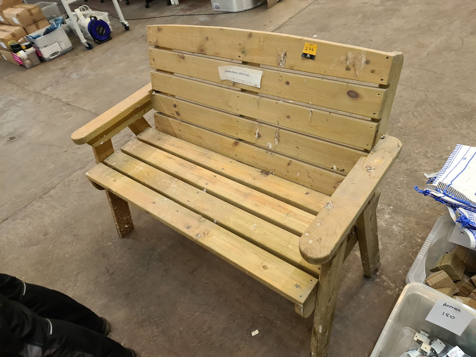 Wooden two seater bench - Image 2 of 2