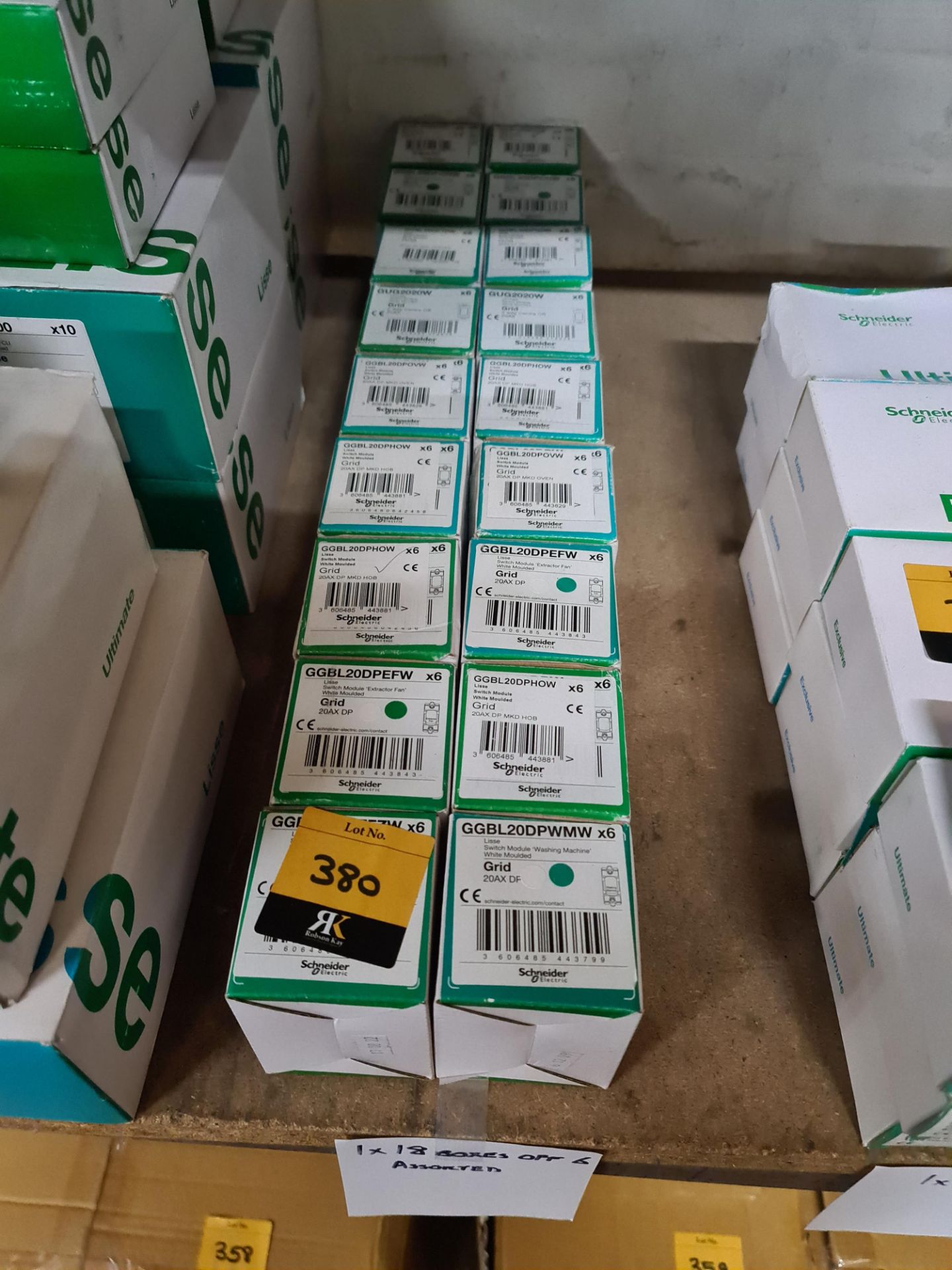 18 boxes of assorted Schnider Lisse switch modules, each box containing six units - Image 2 of 2