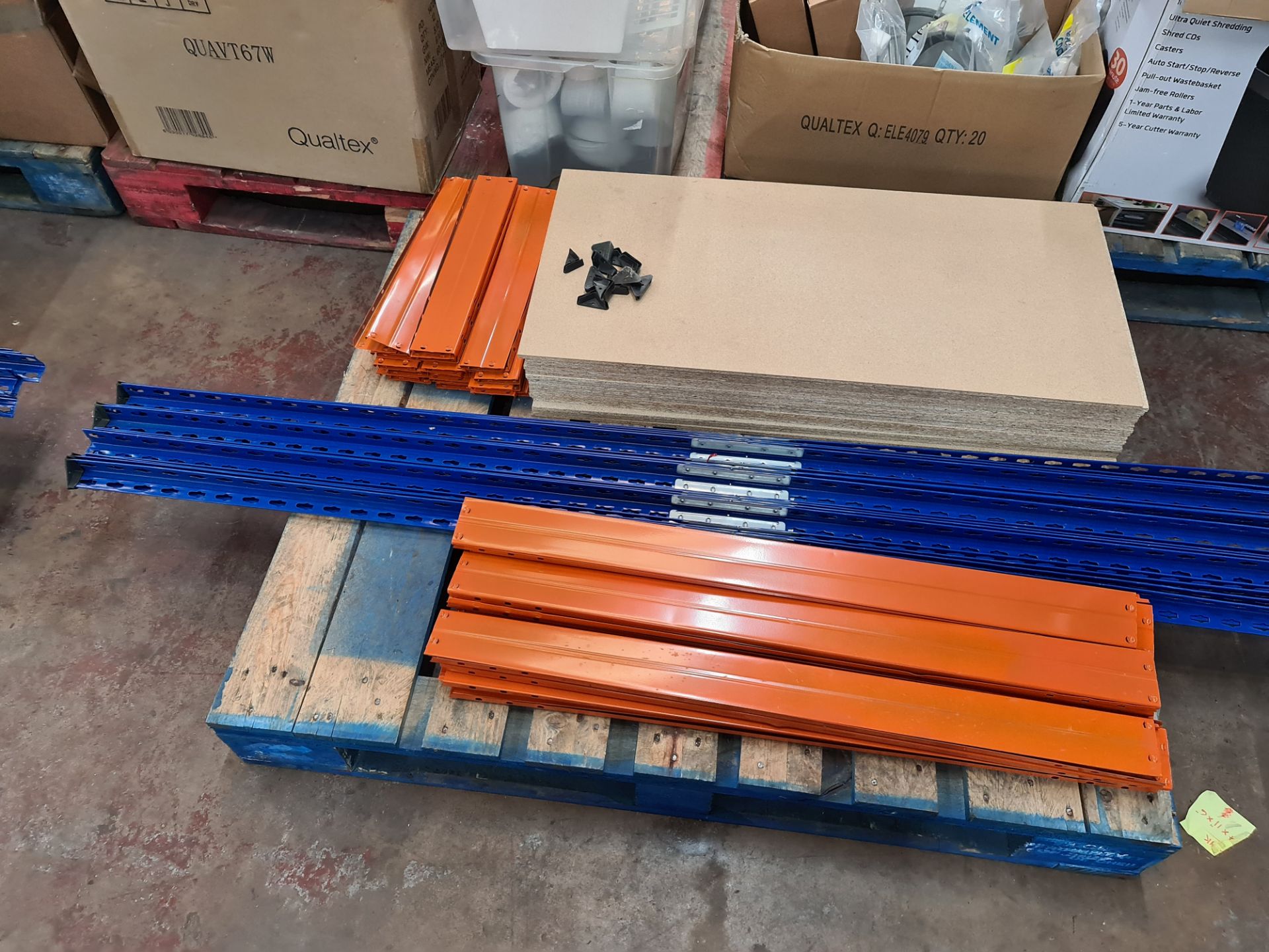 5 individual free standing bays of blue and orange racking, each with four shelves. One of the bays - Image 4 of 6