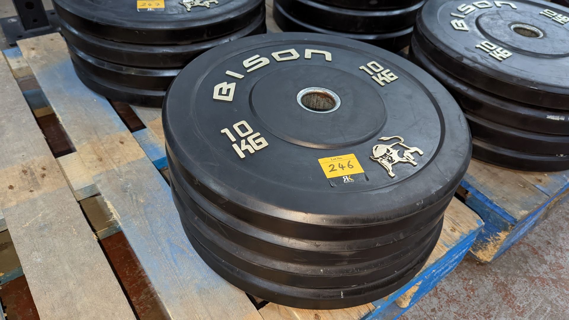 4 off Bison 10kg rubberised Olympic plates
