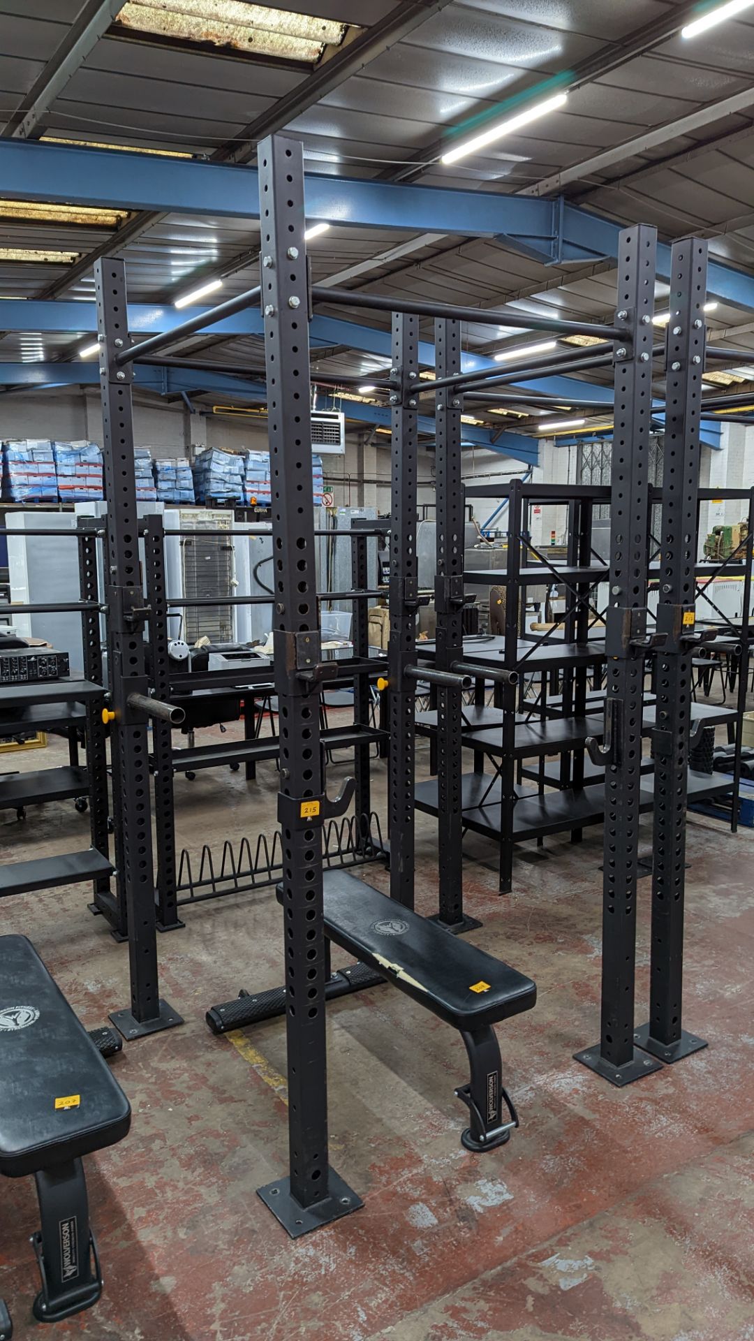 Power Rack comprising four vertical supports (each approximately 250 cms tall), four horizontal rods