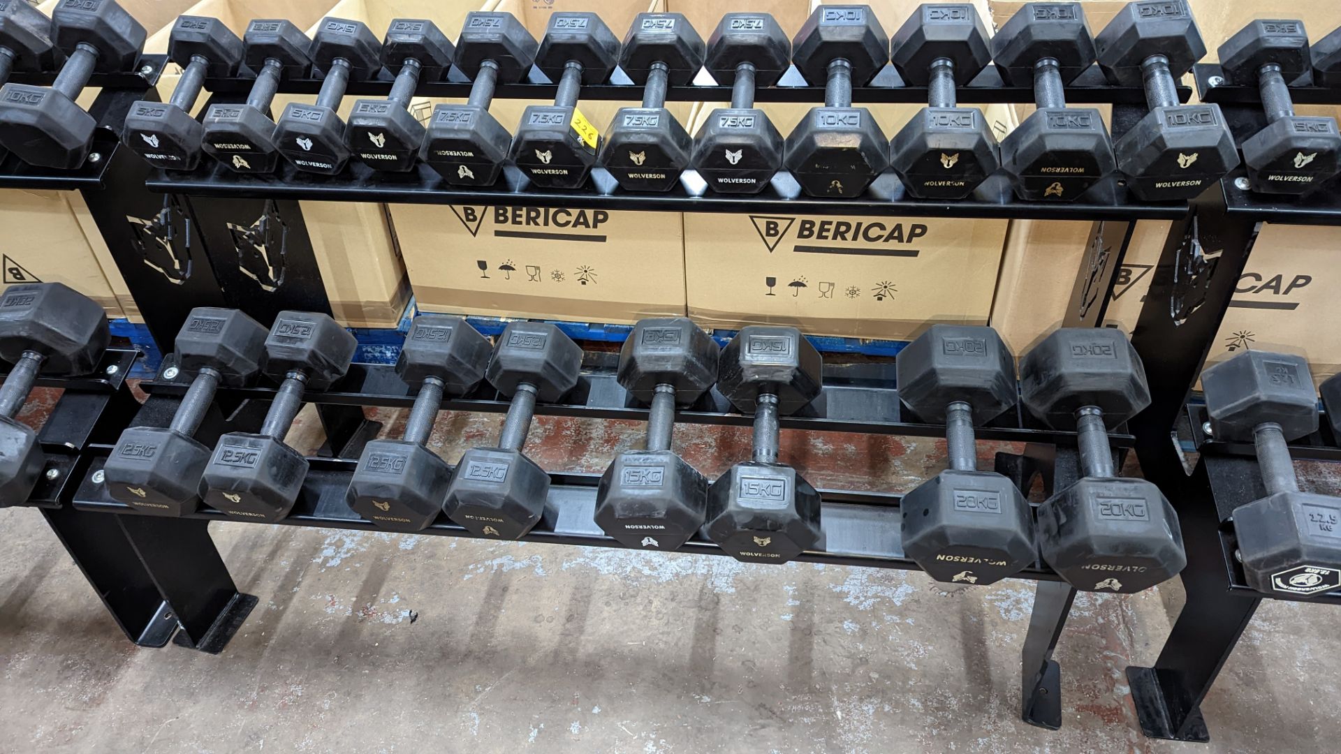 Rack and contents of Wolverson dumbbells. This lot comprises a two tier rack plus ten pairs of dumb - Image 2 of 7