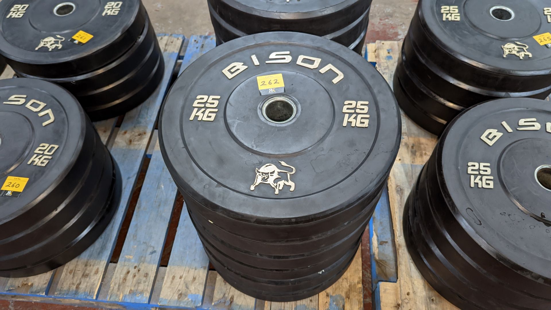 6 off Bison 25kg rubberised Olympic plates - Image 2 of 3