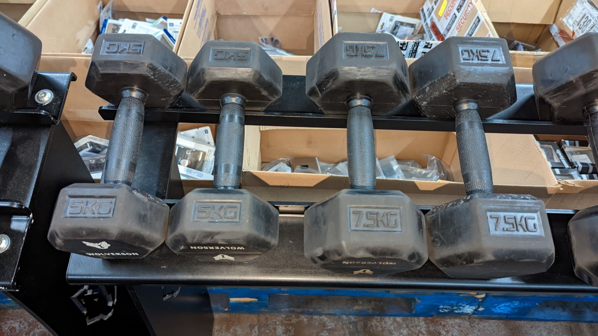 Rack and contents of Wolverson dumbbells. This lot comprises a two tier rack plus ten pairs of dumb - Image 3 of 9