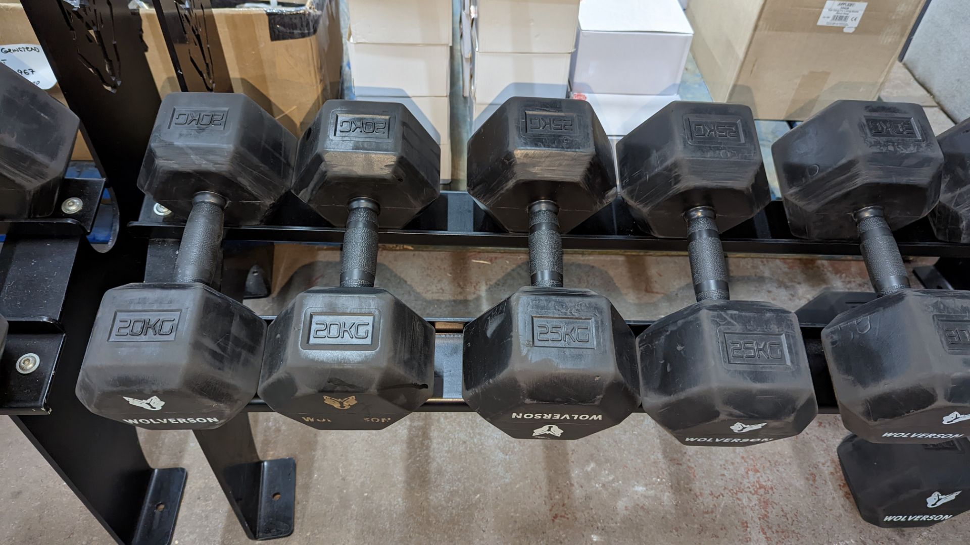 Rack and contents of Wolverson dumbbells. This lot comprises a two tier rack plus ten pairs of dumb - Image 6 of 9