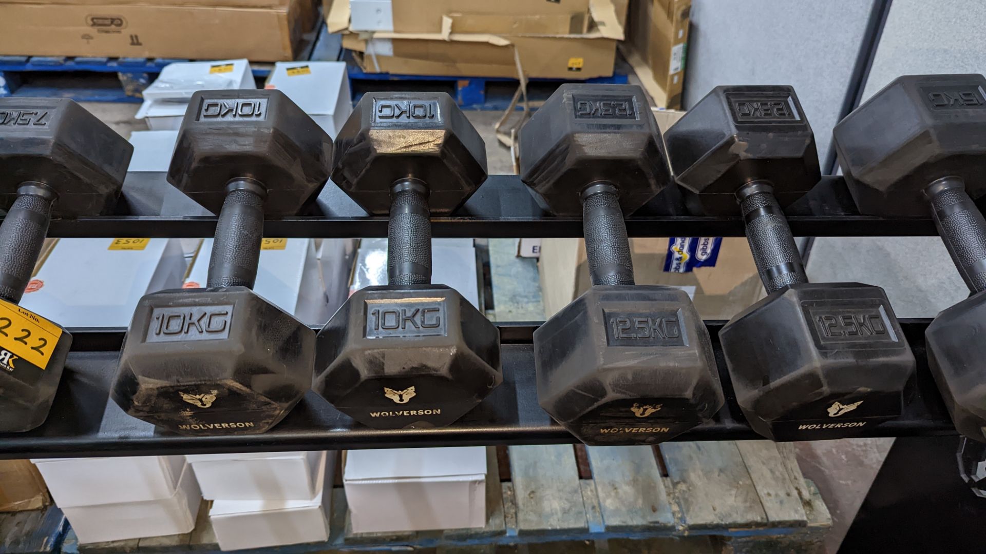 Rack and contents of Wolverson dumbbells. This lot comprises a two tier rack plus ten pairs of dumb - Image 4 of 9