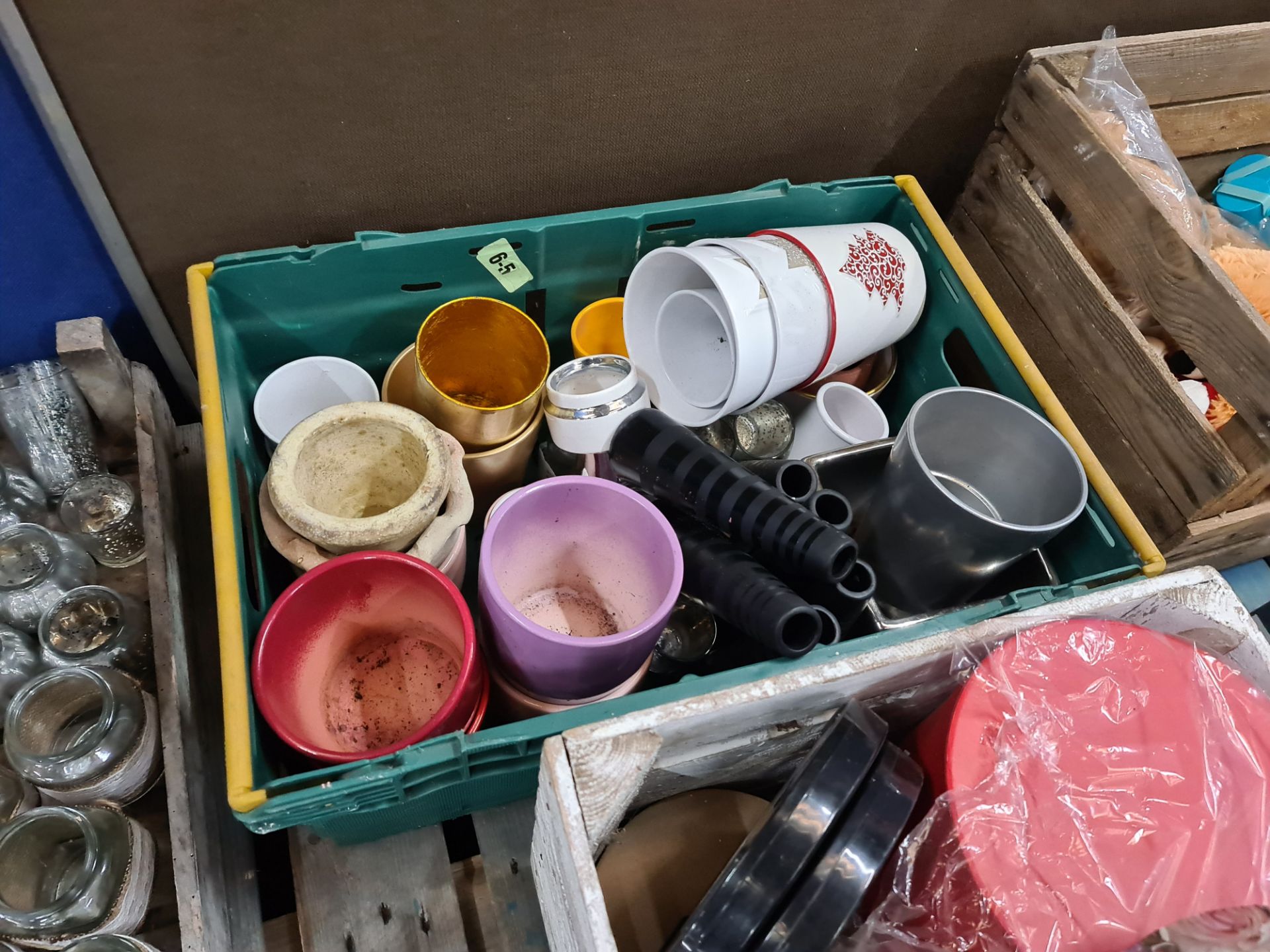 The contents of a pallet of decorative jars, gift boxes, plant pots and more - plastic crate exclude - Image 3 of 5