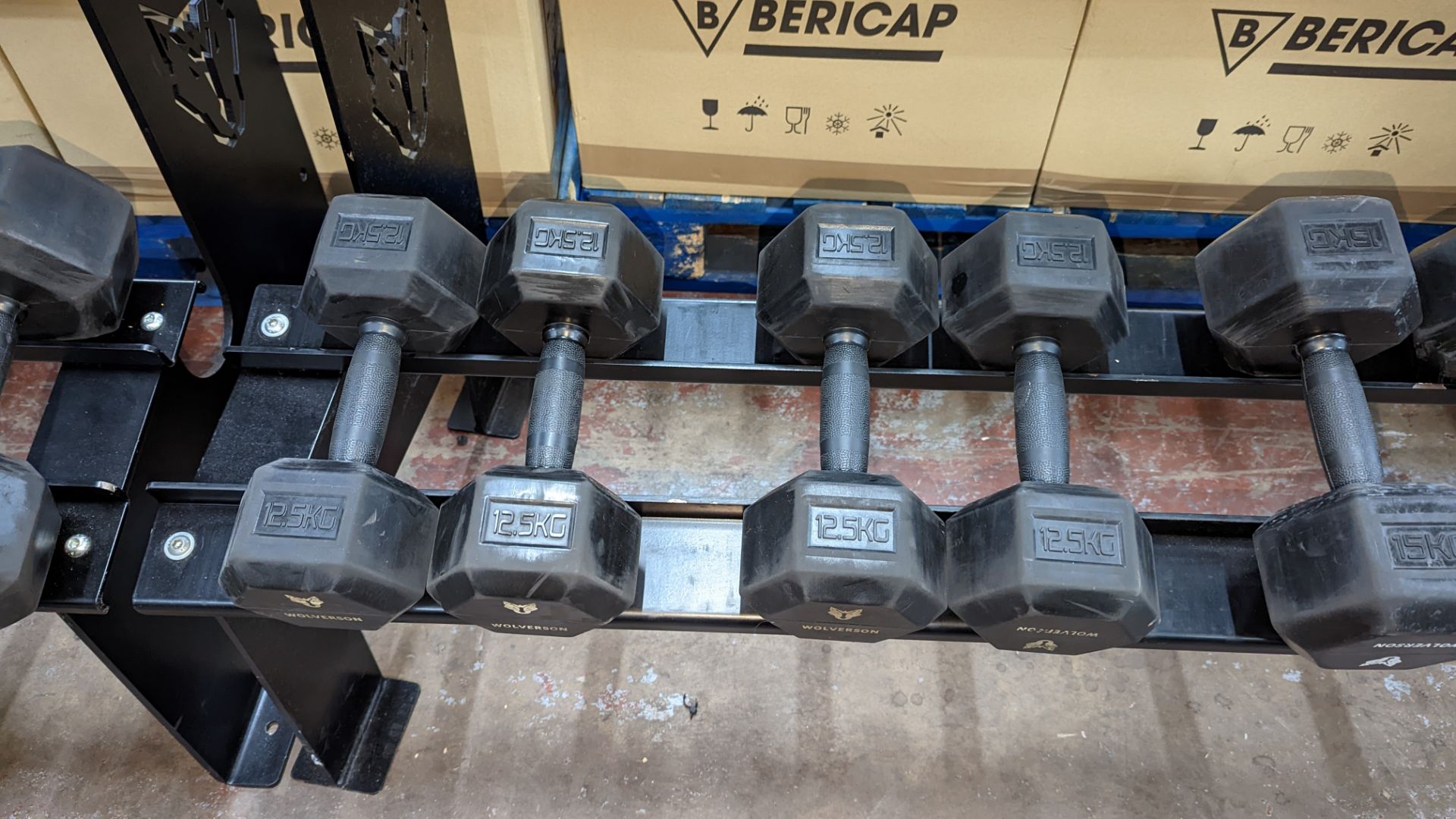 Rack and contents of Wolverson dumbbells. This lot comprises a two tier rack plus ten pairs of dumb - Image 5 of 7