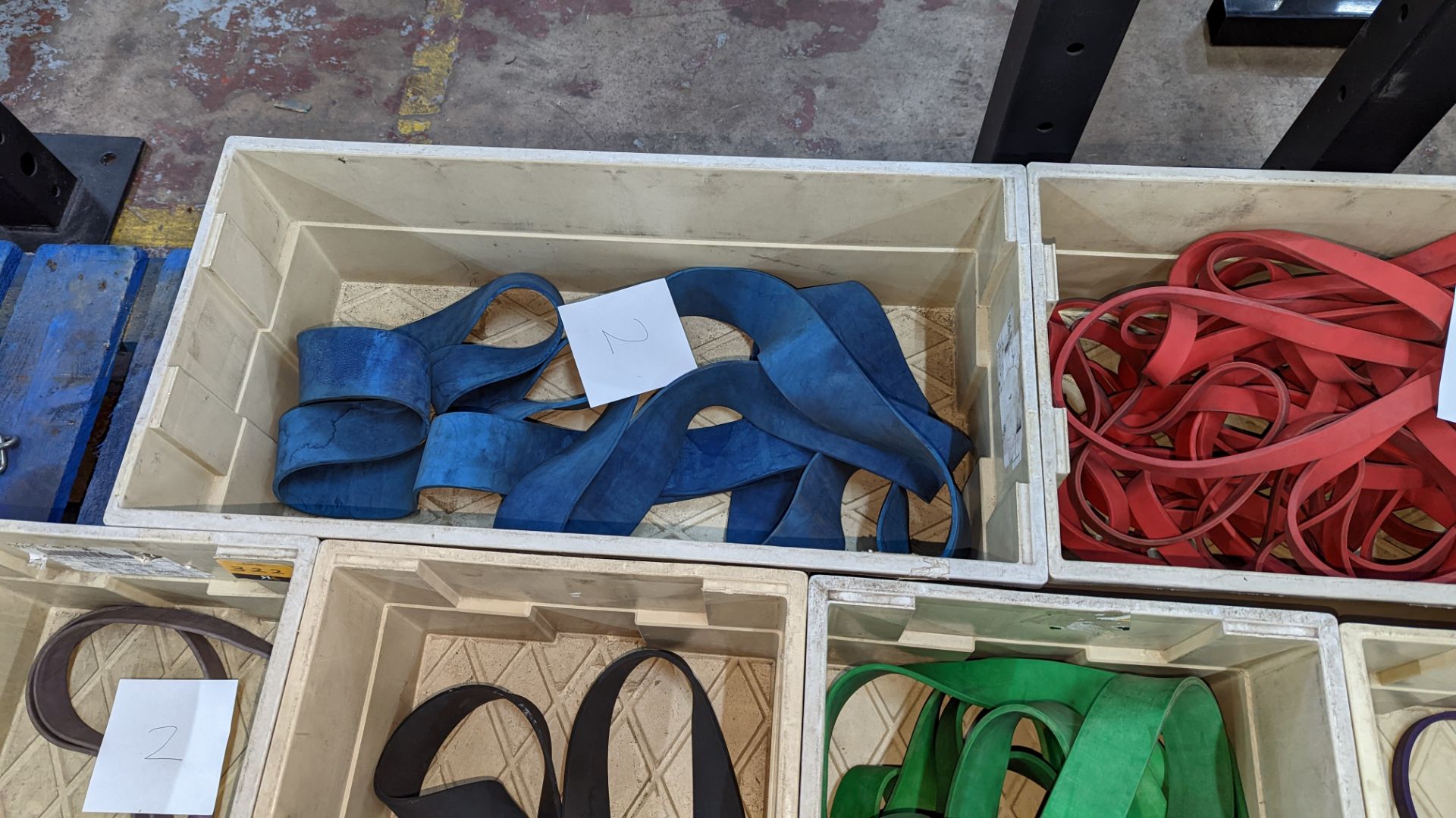 Large quantity of rubber resistance bands comprising the contents of seven crates, each crate holdin - Image 5 of 7